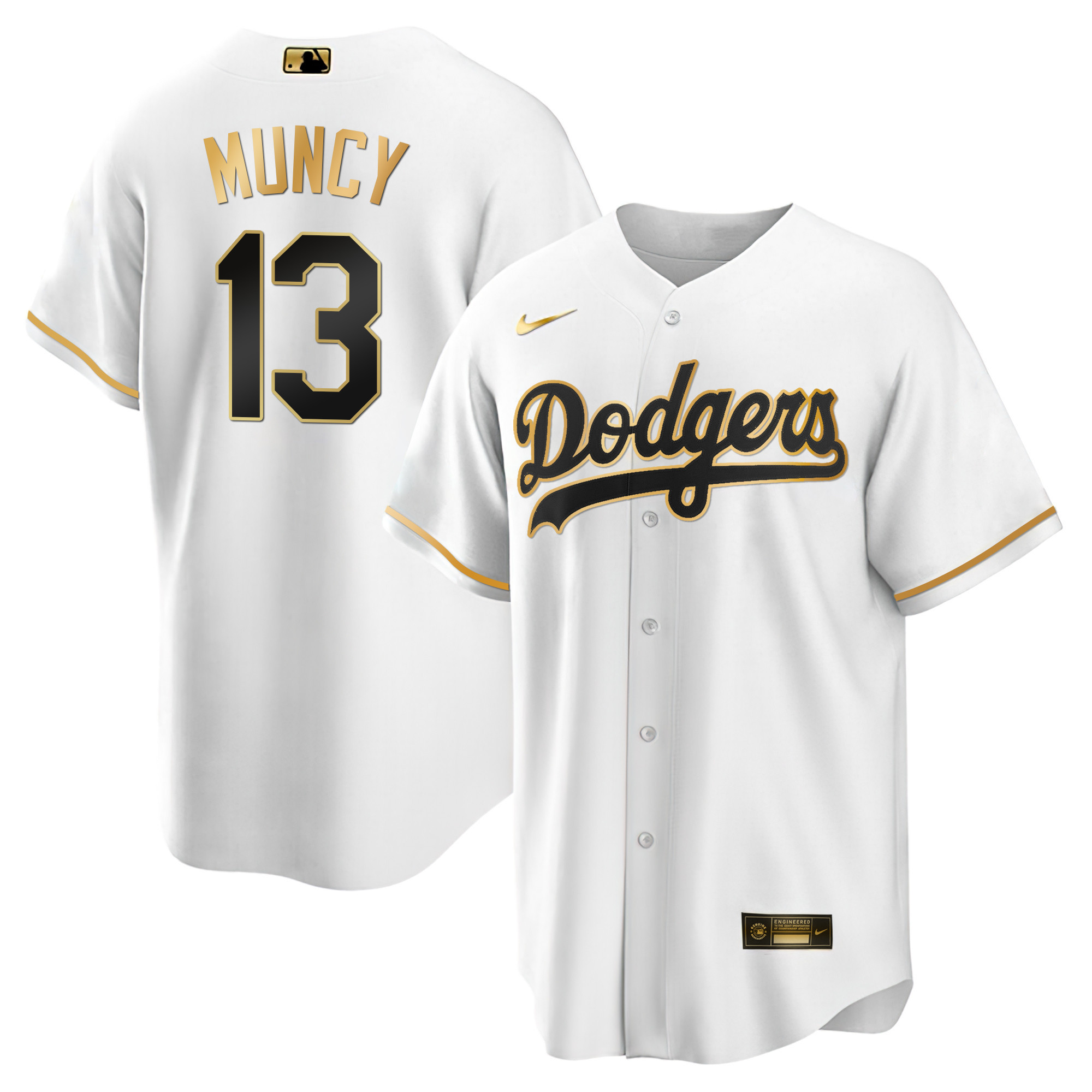 Max Muncy Men's Los Angeles Dodgers Black Limited & Gold Cool White Gold Jersey - All Stitched