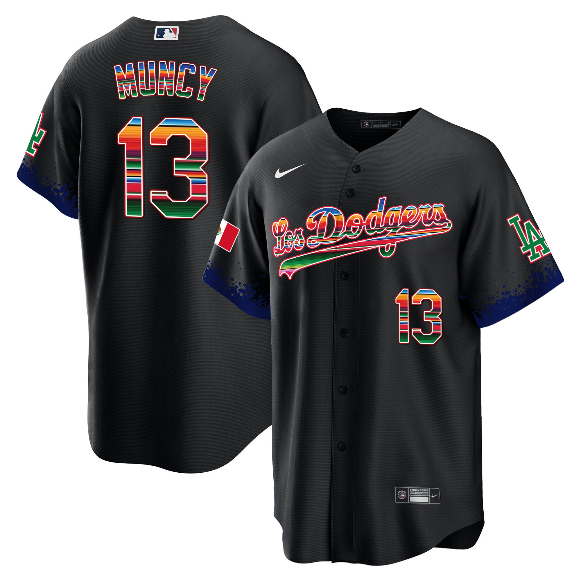 Max Muncy Men's Los Angeles Dodgers Mexico Cool Base City Connect Limited Black Jersey - All Stitched