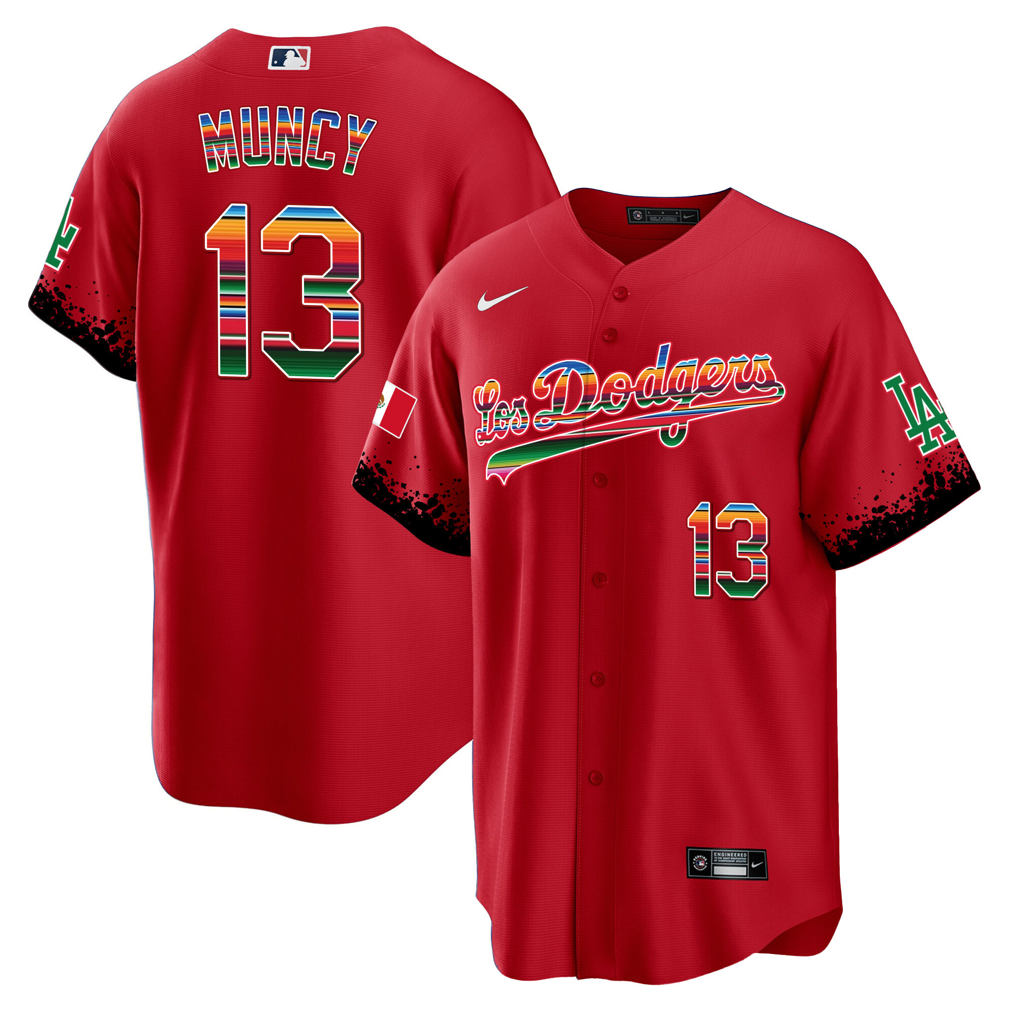 Max Muncy Men's Los Angeles Dodgers Mexico Cool Base City Connect Limited Red Jersey - All Stitched