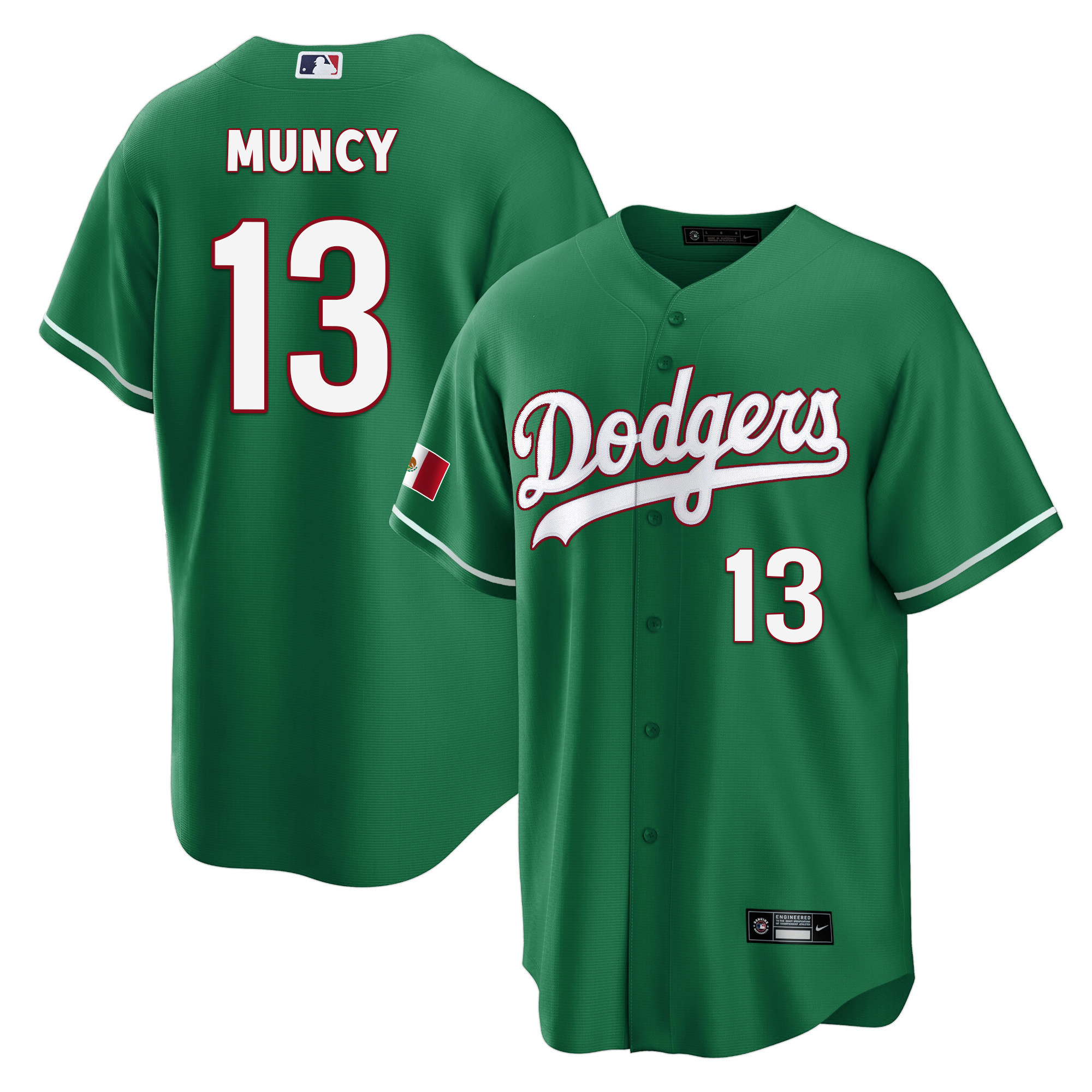 Max Muncy Men's Los Angeles Dodgers Mexico Cool Base Green Jersey - All Stitched