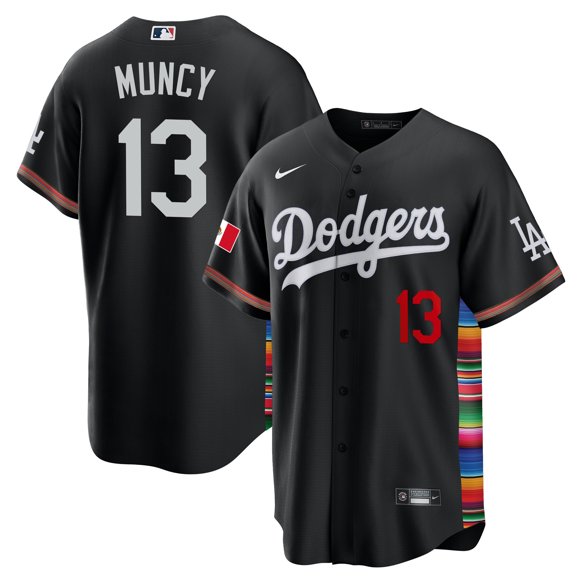 Max Muncy Men's Los Angeles Dodgers Mexico Cool Base Limited V2 Black Jersey - All Stitched