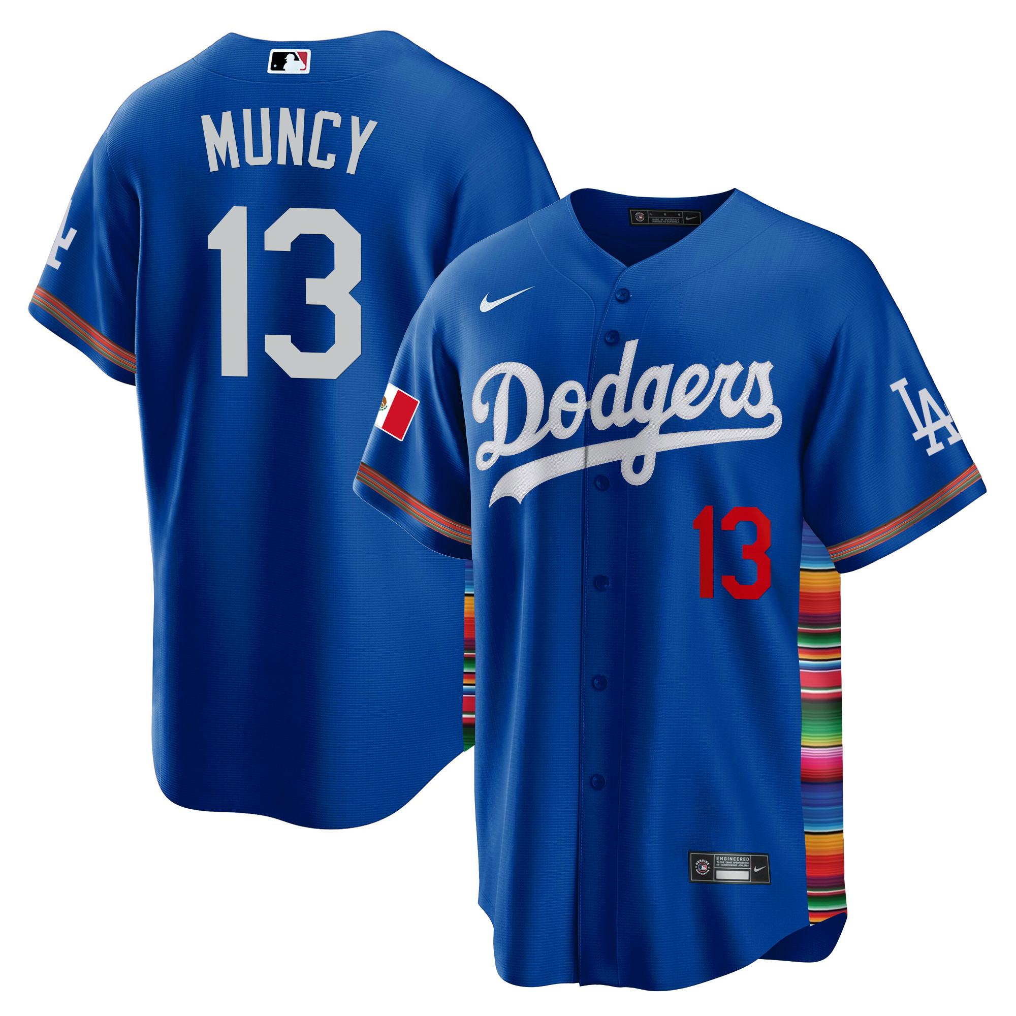 Max Muncy Men's Los Angeles Dodgers Mexico Cool Base Limited V2 Royal Jersey - All Stitched