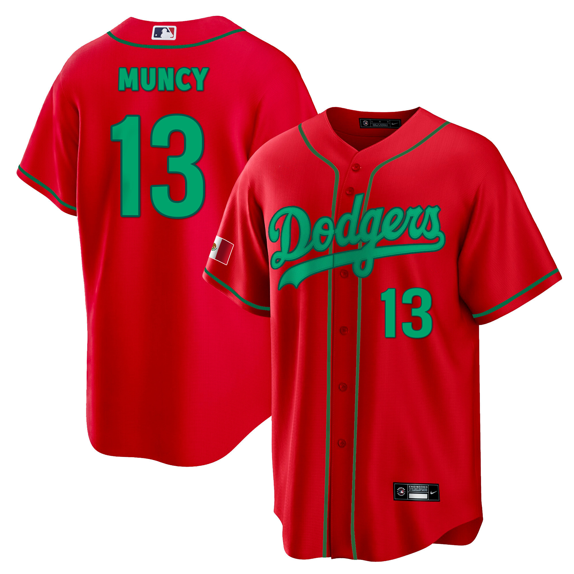 Max Muncy Men's Los Angeles Dodgers Mexico Cool Base Red Jersey - All Stitched