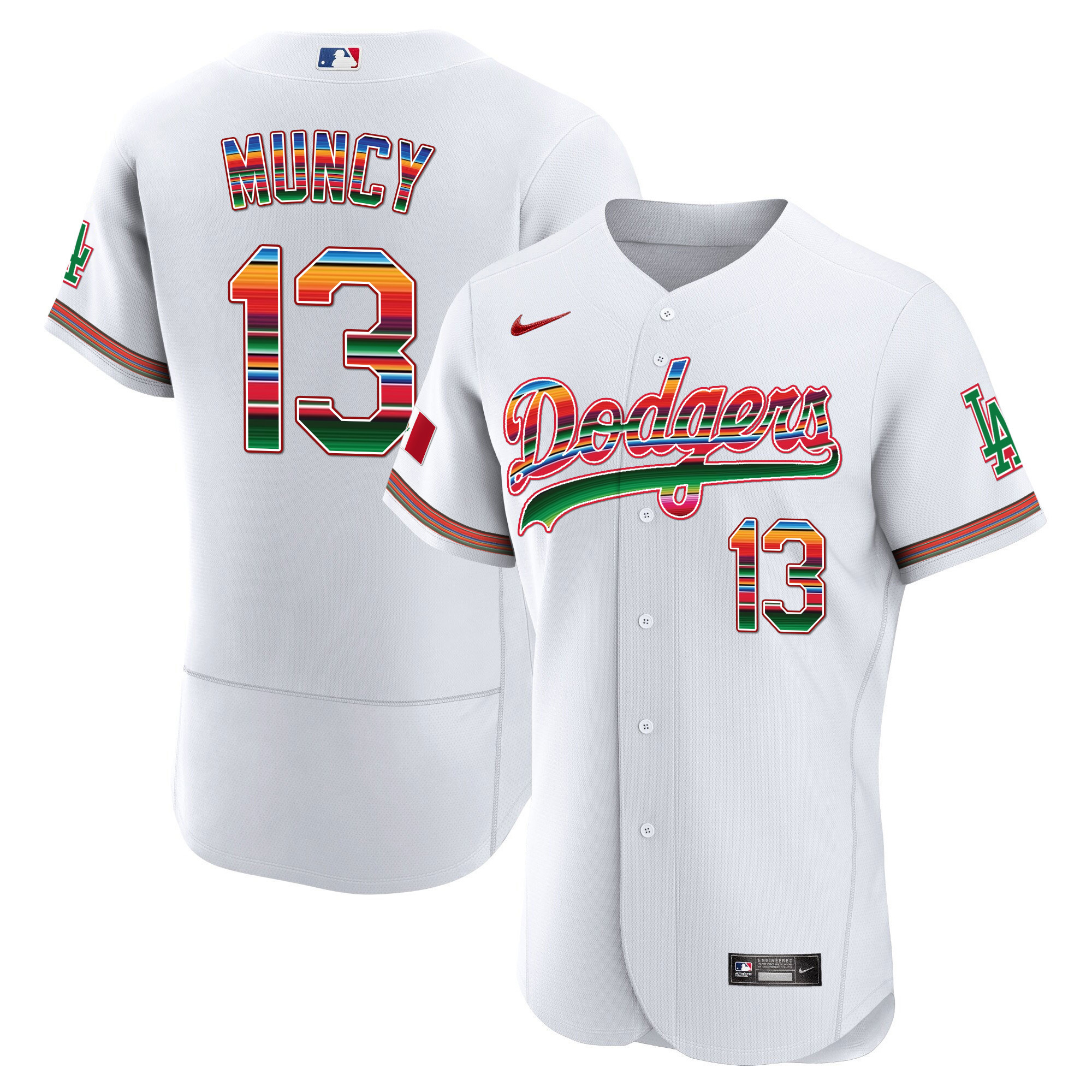 Max Muncy Men's Los Angeles Dodgers Mexico Flex Base Limited White Jersey - All Stitched