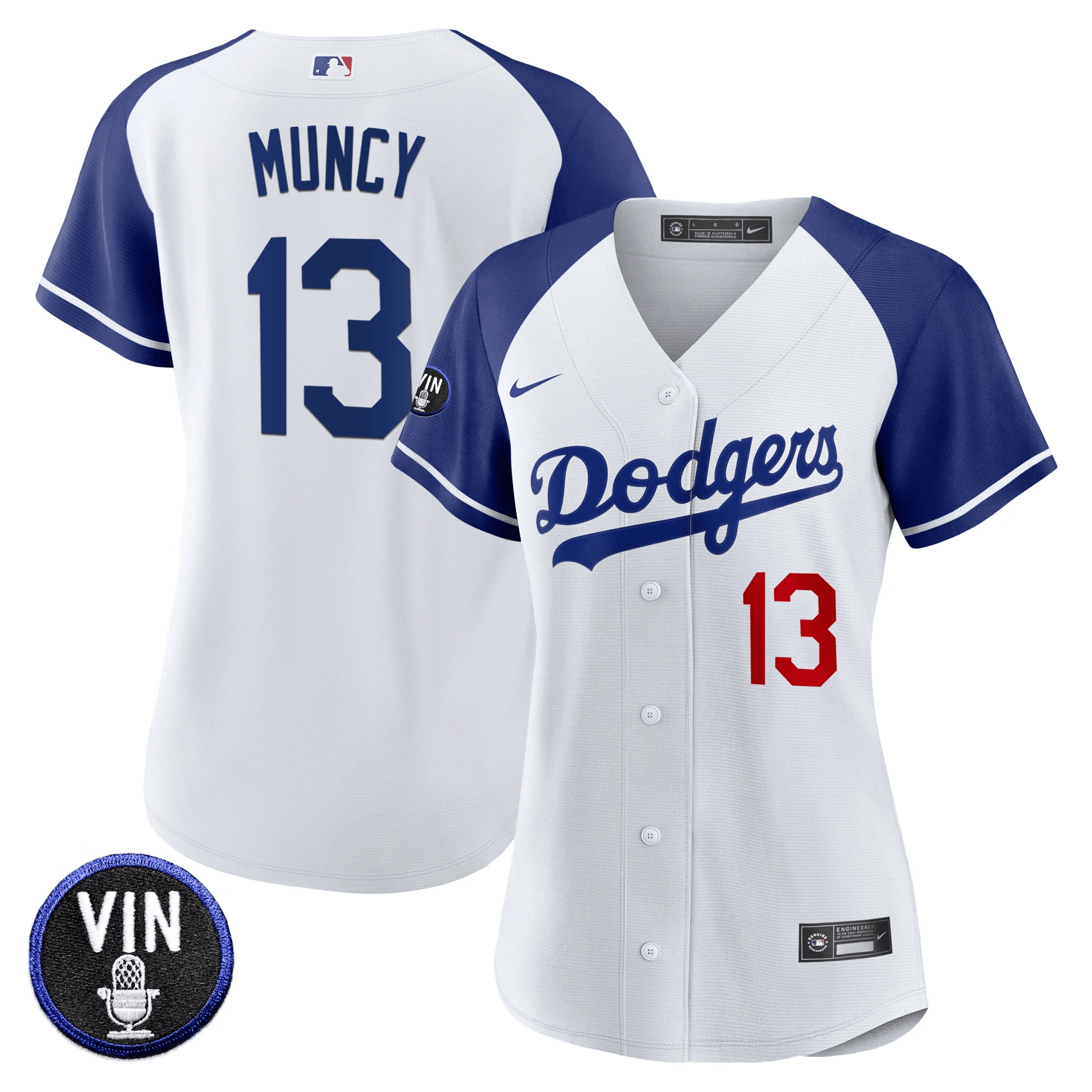 Max Muncy Women's Los Angeles Dodgers Vin Scully Patch Alternate White Jersey - All Stitched
