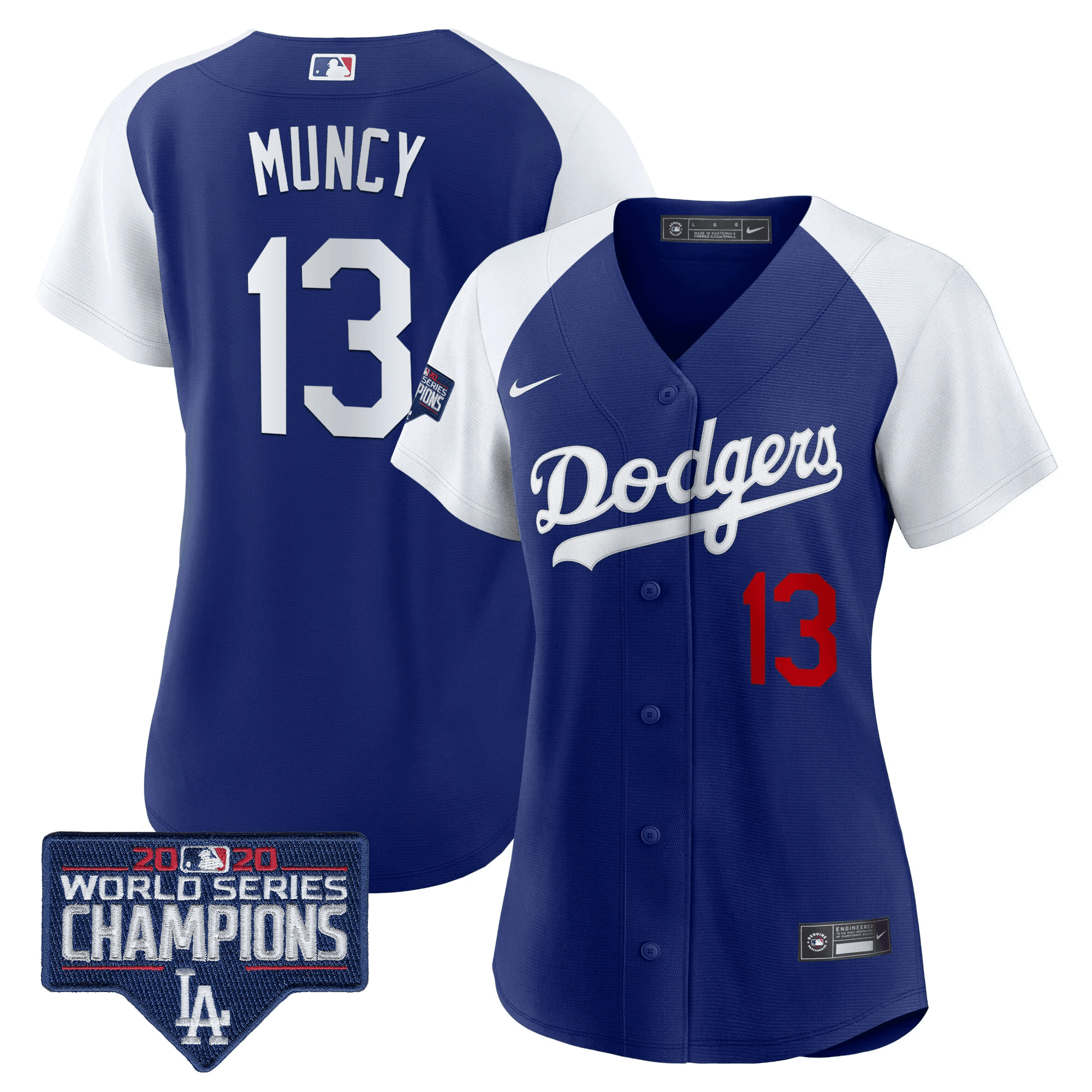 Max Muncy Women's Los Angeles Dodgers World Series Champions Patch Alternate Royal Jersey - All Stitched