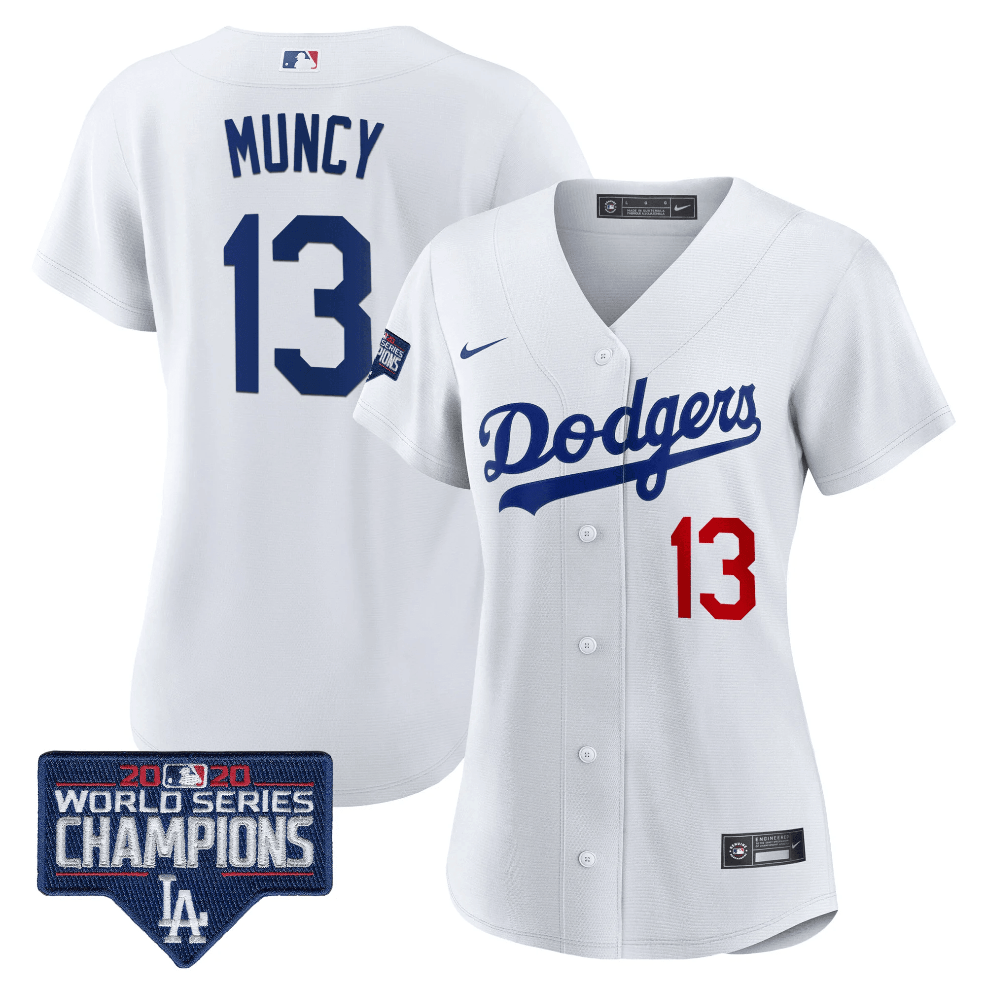 Max Muncy Women's Los Angeles Dodgers World Series Champions Patch White Jersey - All Stitched