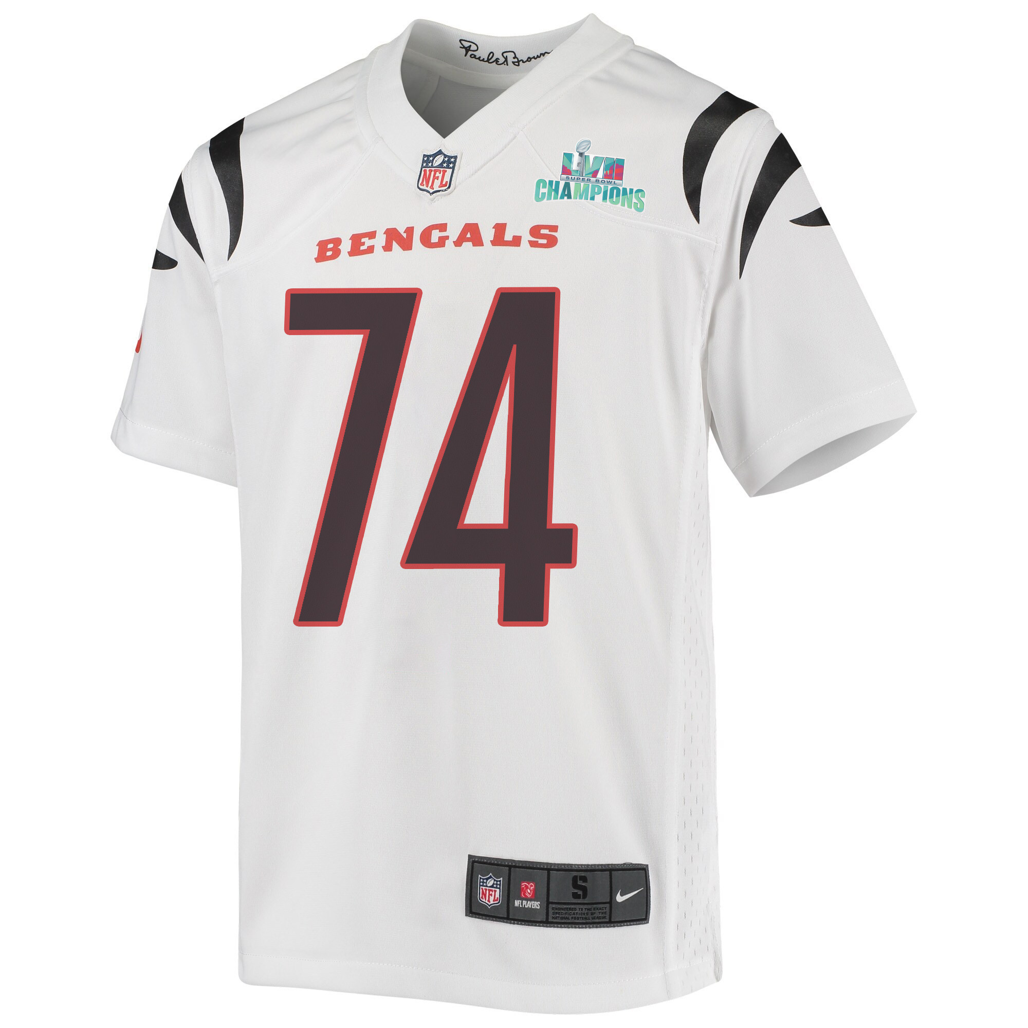 Max Scharping 74 Cincinnati Bengals Super Bowl LVII Champions Youth Game Stitched Jersey – White
