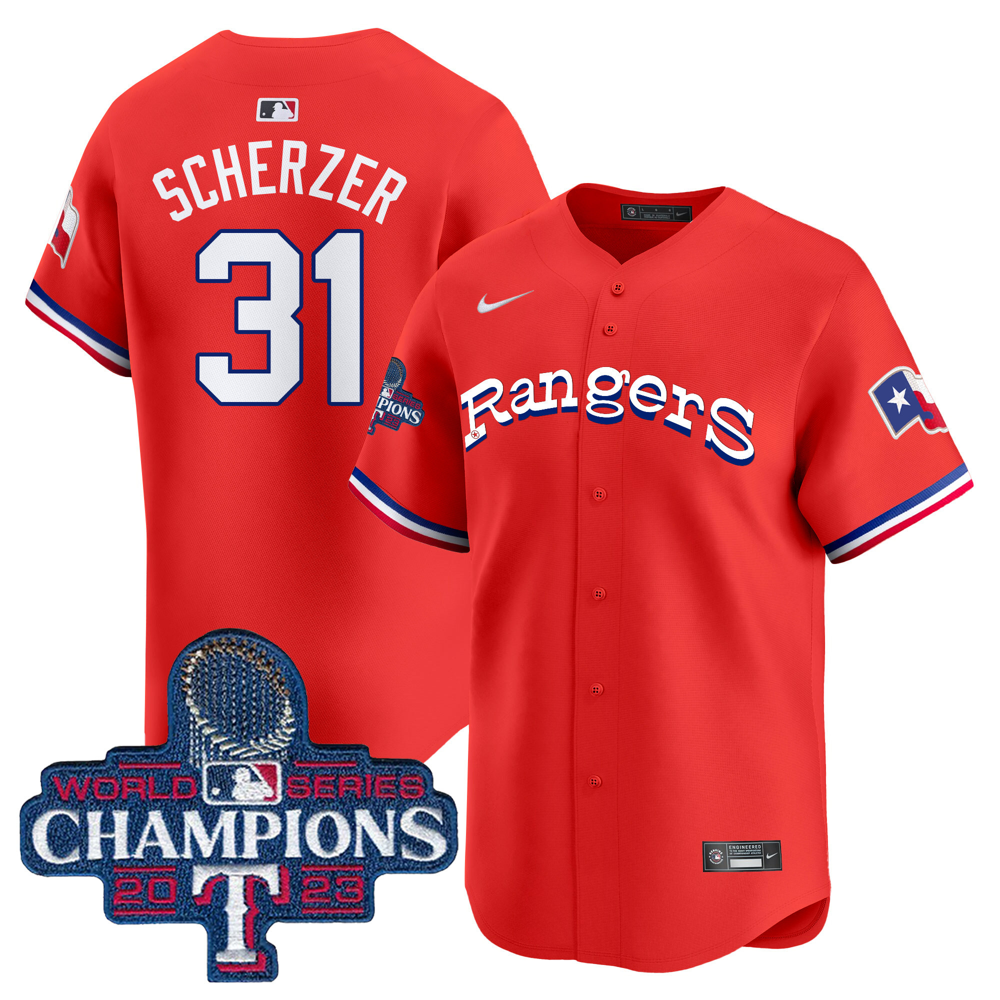 Max Scherzer Men's Texas Rangers Throwback 1972 Vapor Premier Limited Red Jersey - All Stitched
