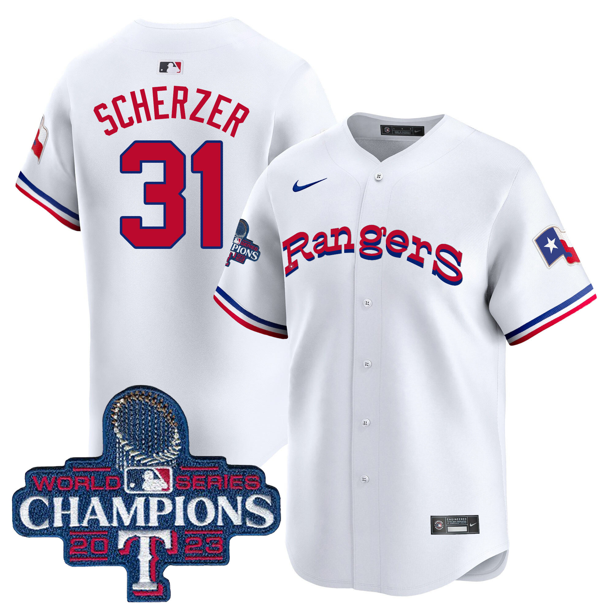 Max Scherzer Men's Texas Rangers Throwback 1972 Vapor Premier Limited White Jersey - All Stitched