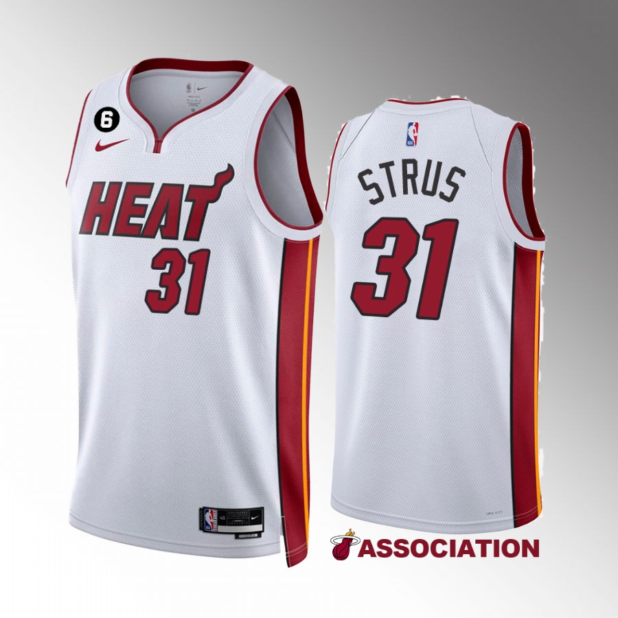 Max Strus 2022-23 Miami Heat White #31 Association Edition Jersey NO.6 Patch