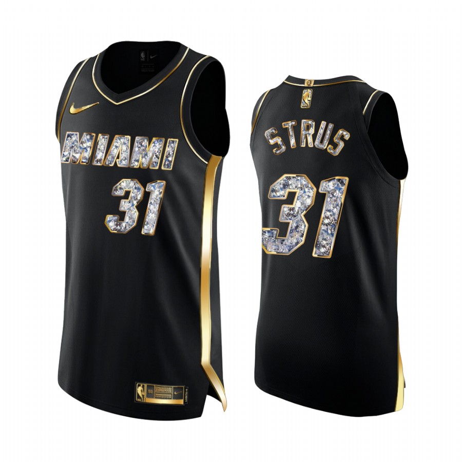 Max Strus Heat #31 2022 NBA Playoffs Jersey Black Golden Diamond Edition