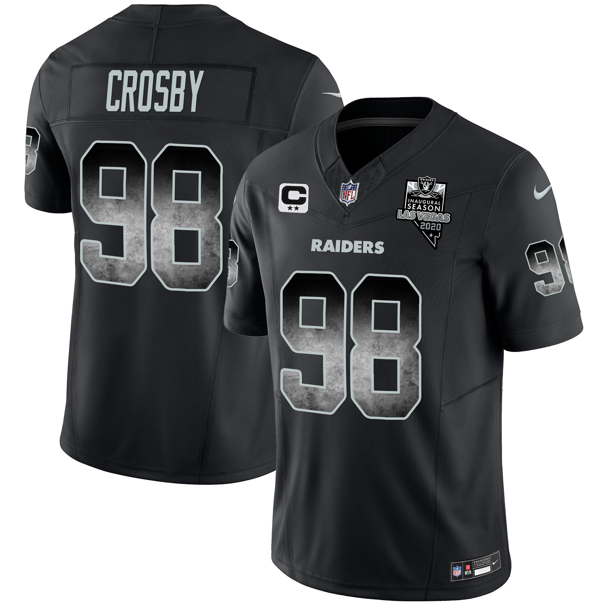 Maxx Crosby Men's Las Vegas Raiders Arch Smoke Vapor Black Jersey - All Stitched 