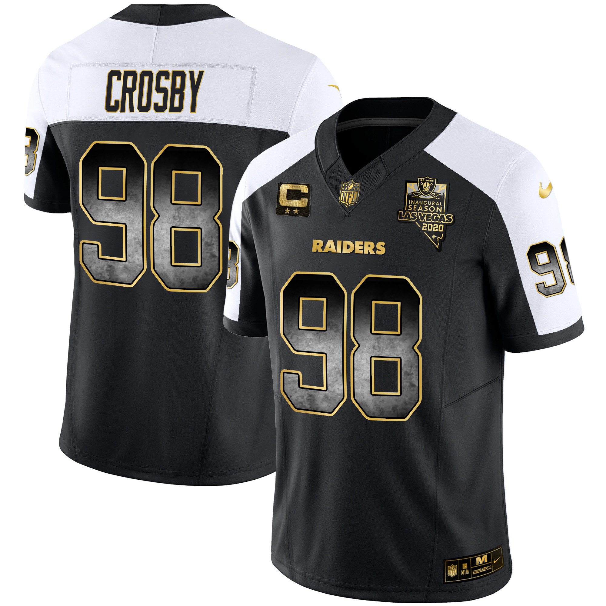 Maxx Crosby Men's Las Vegas Raiders Gold Arch Smoke Vapor Alternate Jersey - All Stitched 