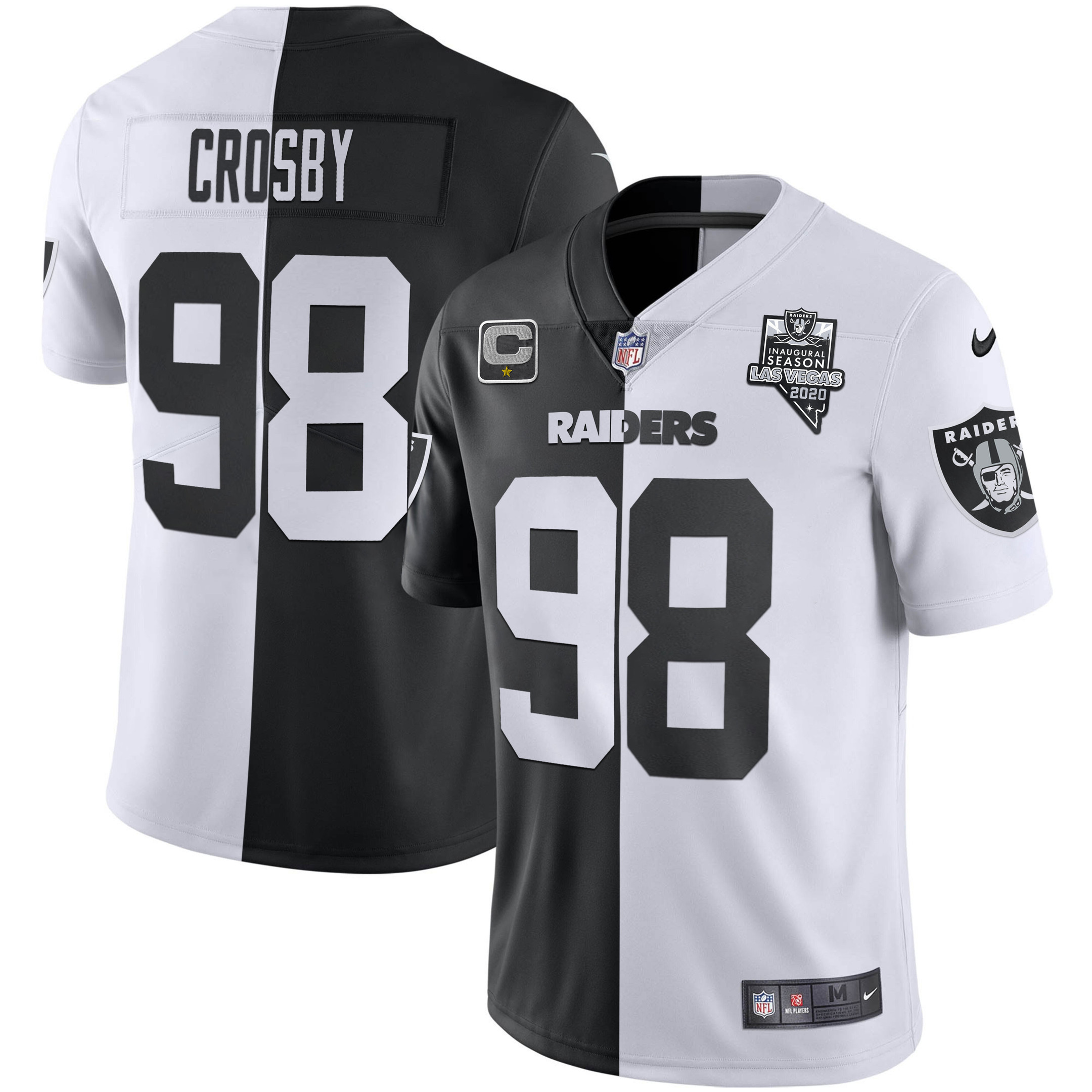 Maxx Crosby Men's Las Vegas Raiders Inaugural Season Patch Gold & Split Split Jersey - All Stitched 