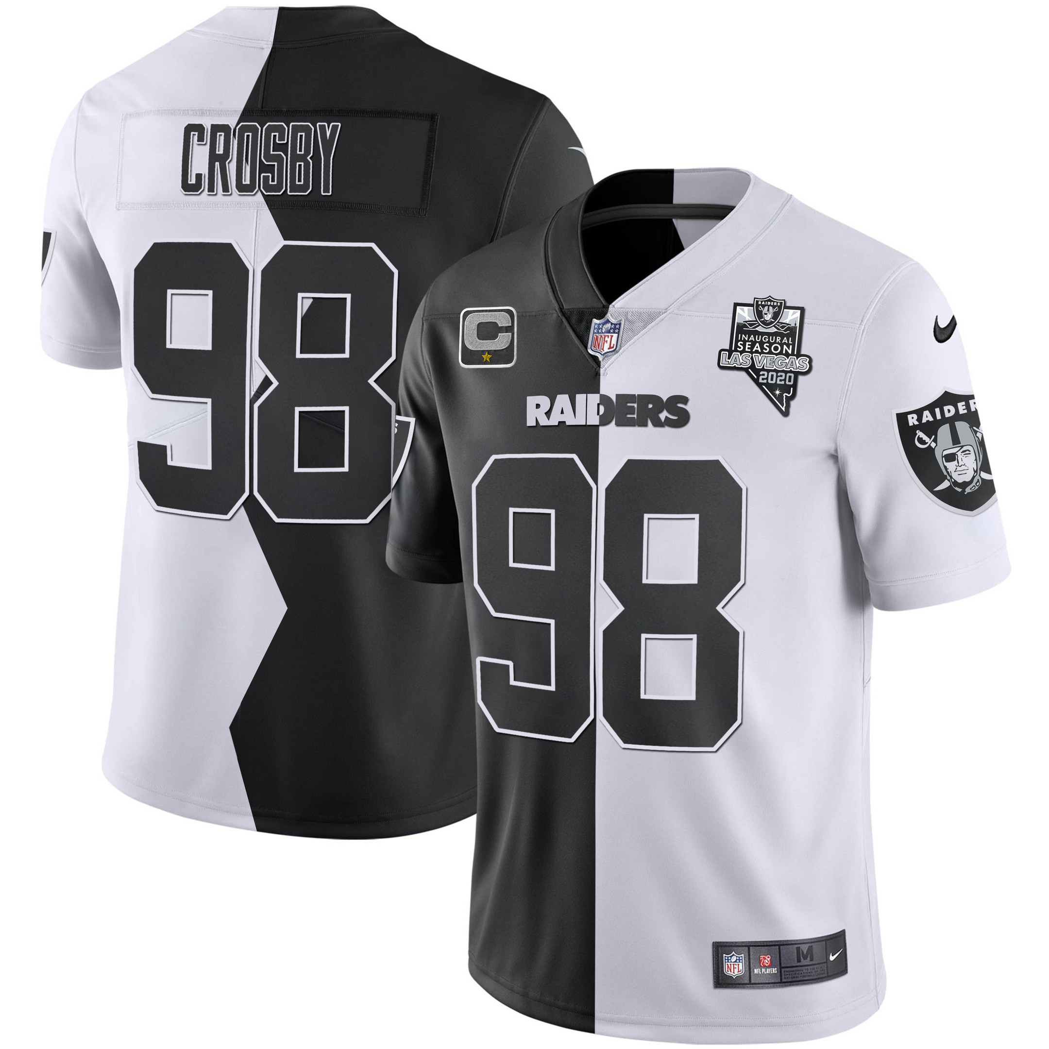 Maxx Crosby Men's Las Vegas Raiders Inaugural Season Patch Zigzag Split Zigzag Split Jersey - All Stitched 