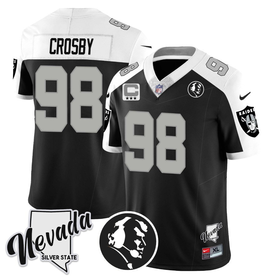 Maxx Crosby Men's Las Vegas Raiders John Madden Honoring & Nevada Silver State Patch Vapor Alternate Jersey - All Stitched 