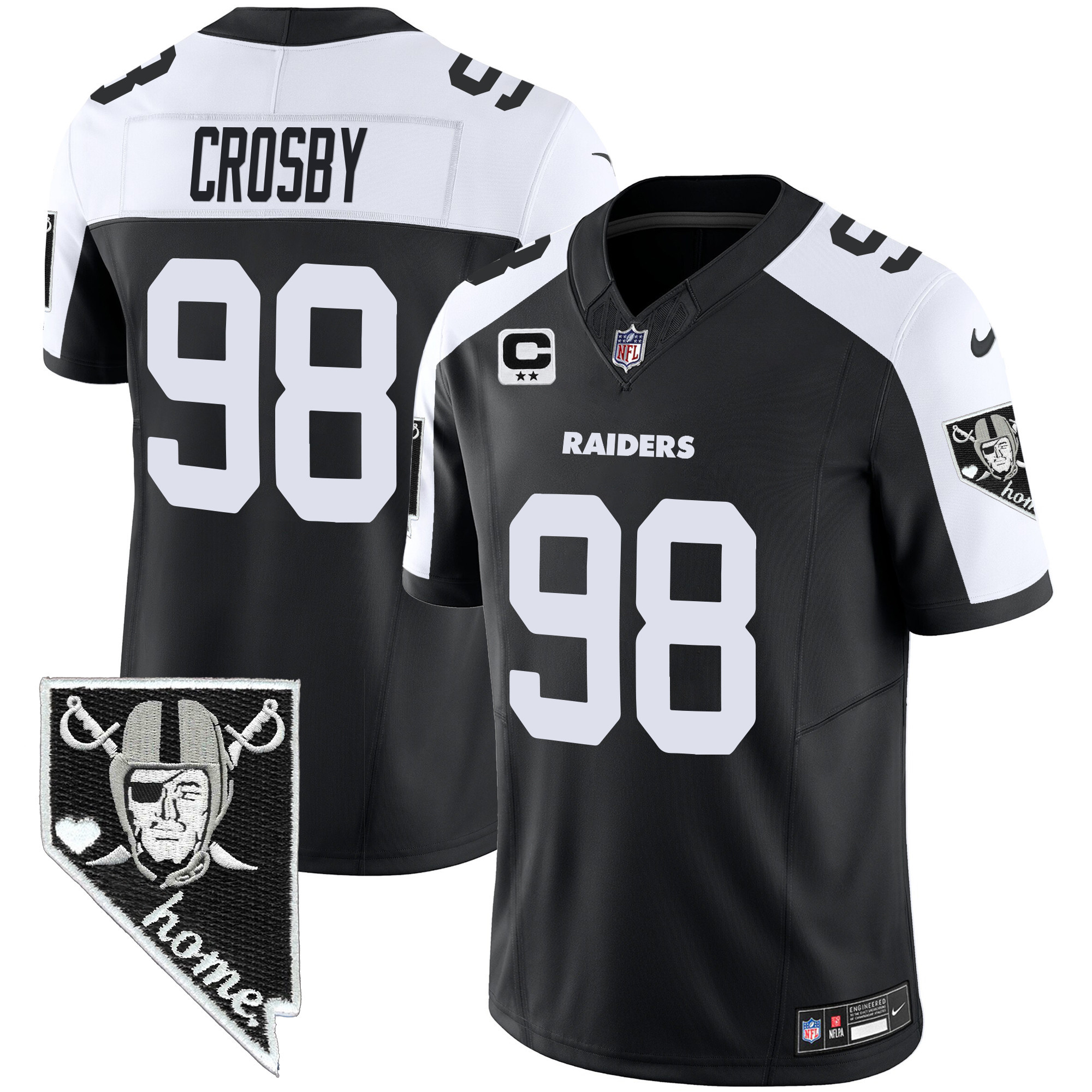 Maxx Crosby Men's Las Vegas Raiders Nevada Home Patch Vapor Black Alternate Jersey - All Stitched 