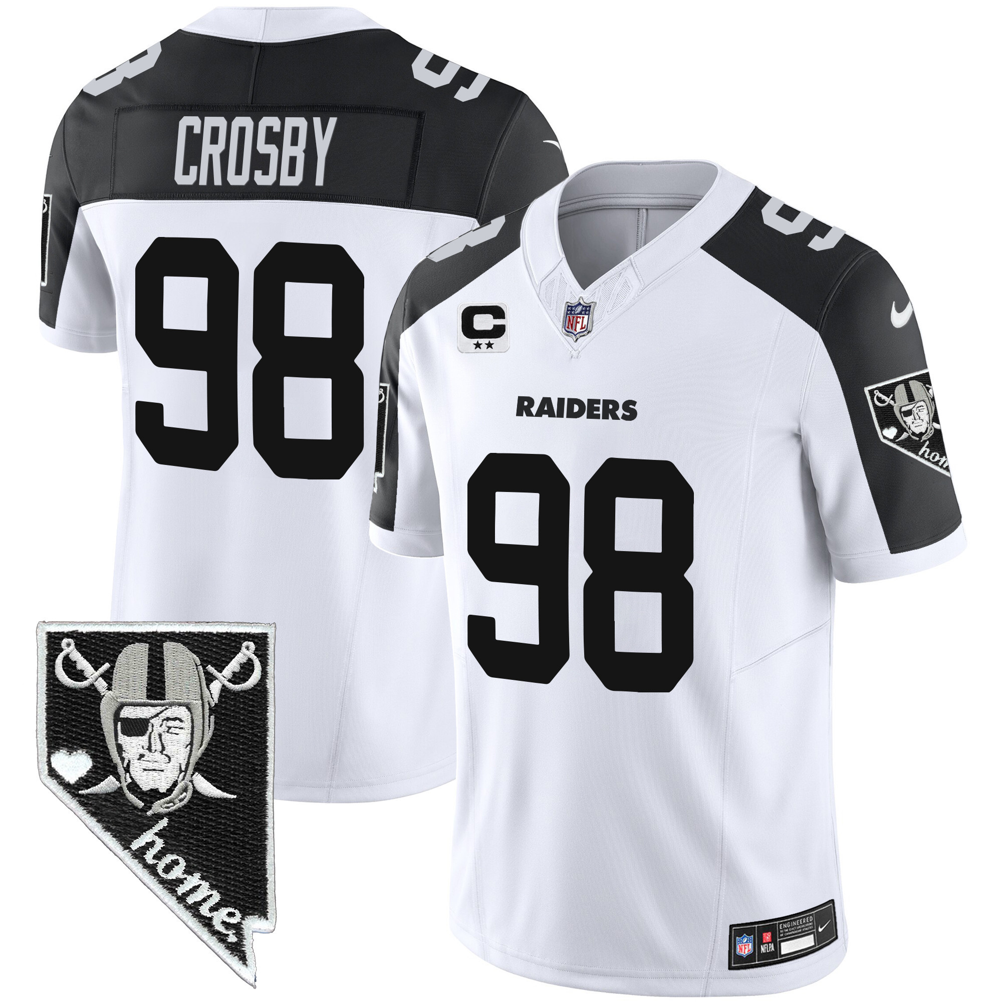 Maxx Crosby Men's Las Vegas Raiders Nevada Home Patch Vapor Inverted Jersey - All Stitched 
