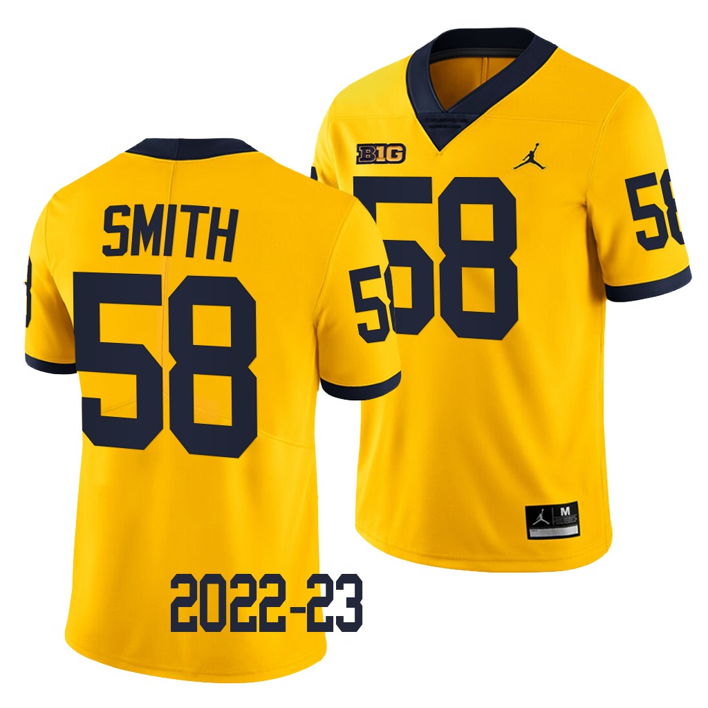 Mazi Smith Michigan Wolverines #58 Maize Jersey 2022-23 College Men's Limited Uniform