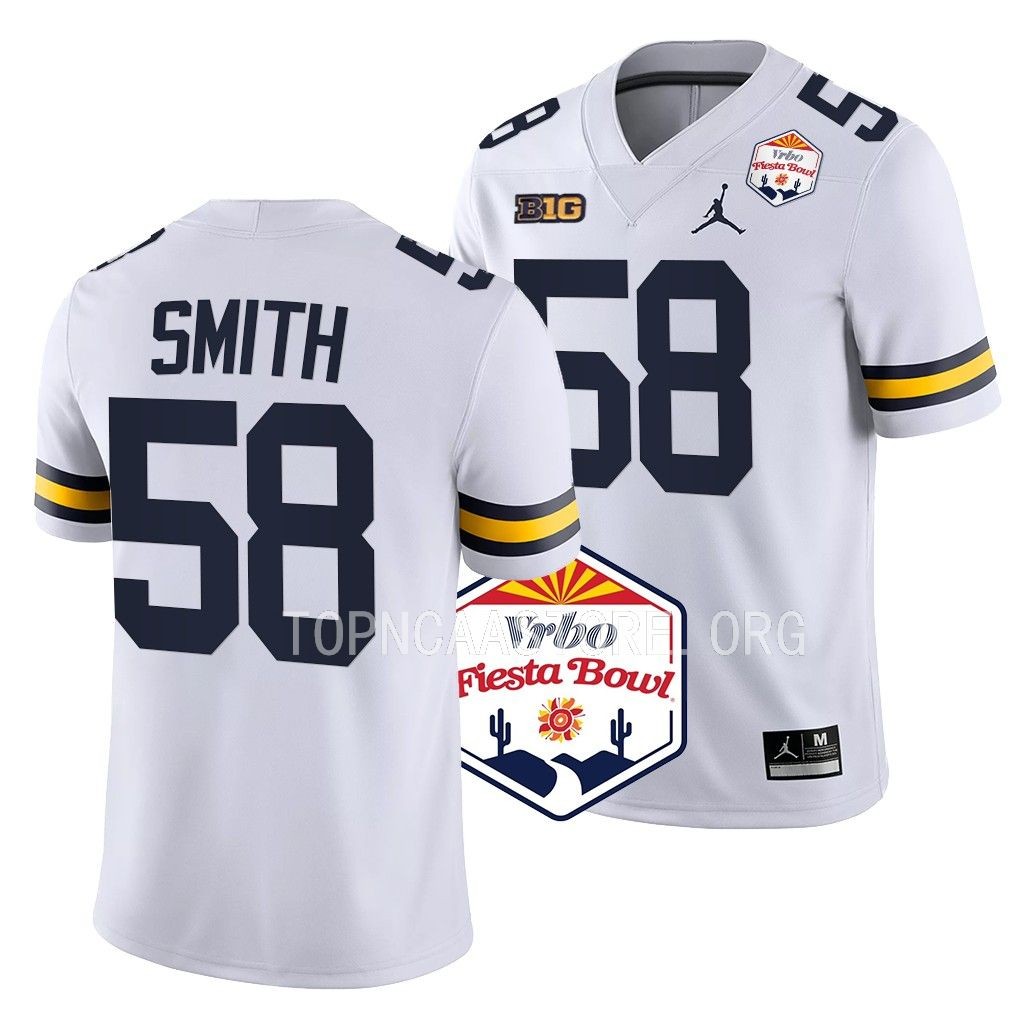 Mazi Smith Michigan Wolverines 2022 Fiesta Bowl College Playoff Jersey Men's White #58 Uniform