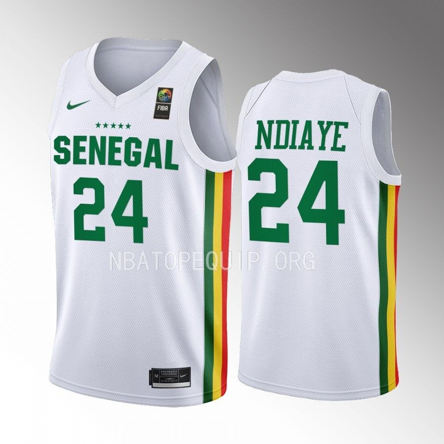 Mbaye Ndiaye Senegal FIBA World Cup White Jersey Home #24