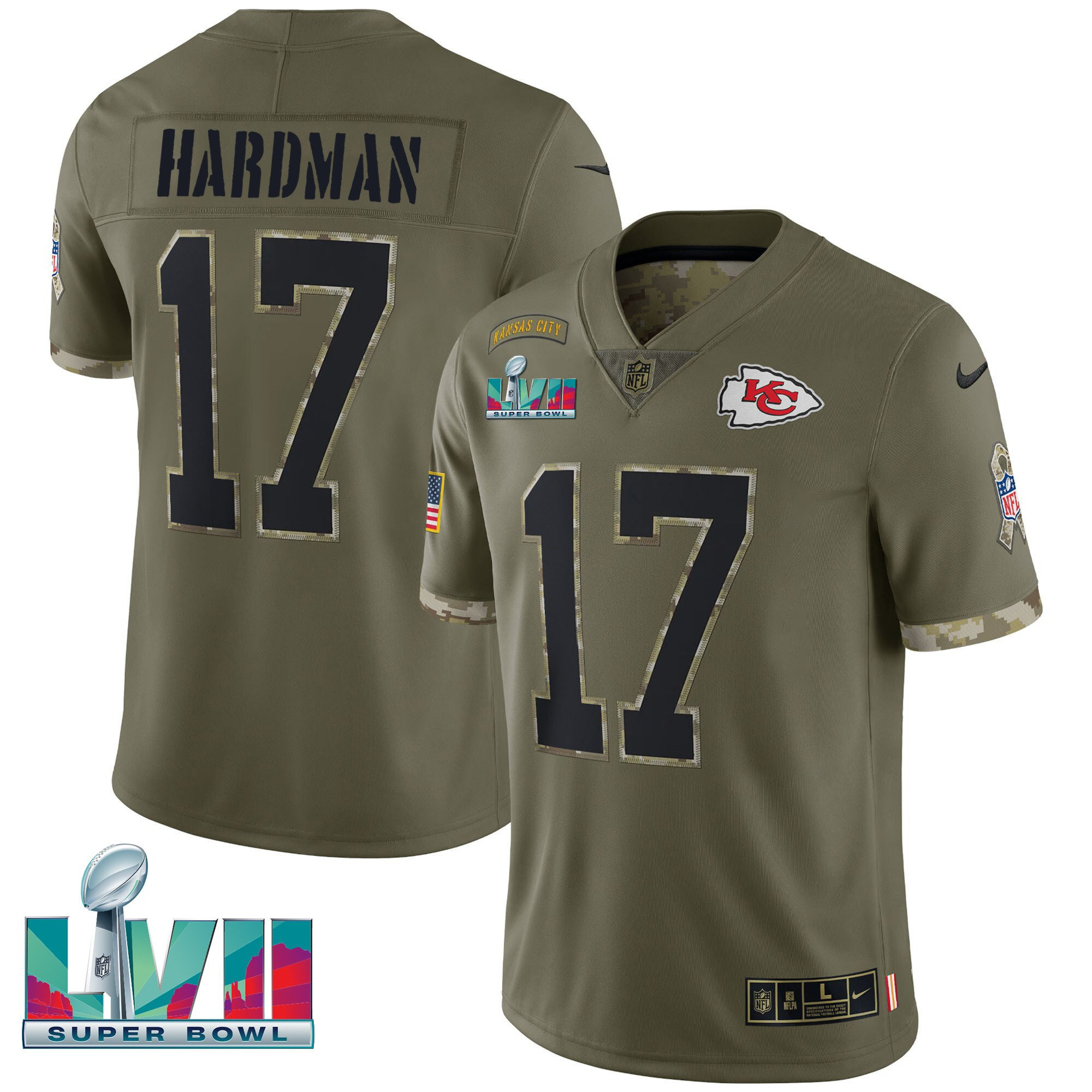 Mecole Hardman Kansas City Chiefs Super Bowl LVII Salute To Service Player Jersey - All Stitched 