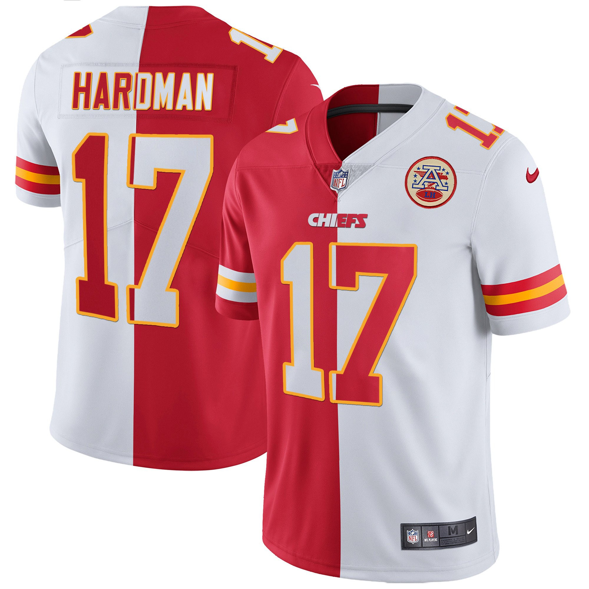 Mecole Hardman Men's Kansas City Chiefs White Gold & Black Gold Split Jersey - All Stitched 