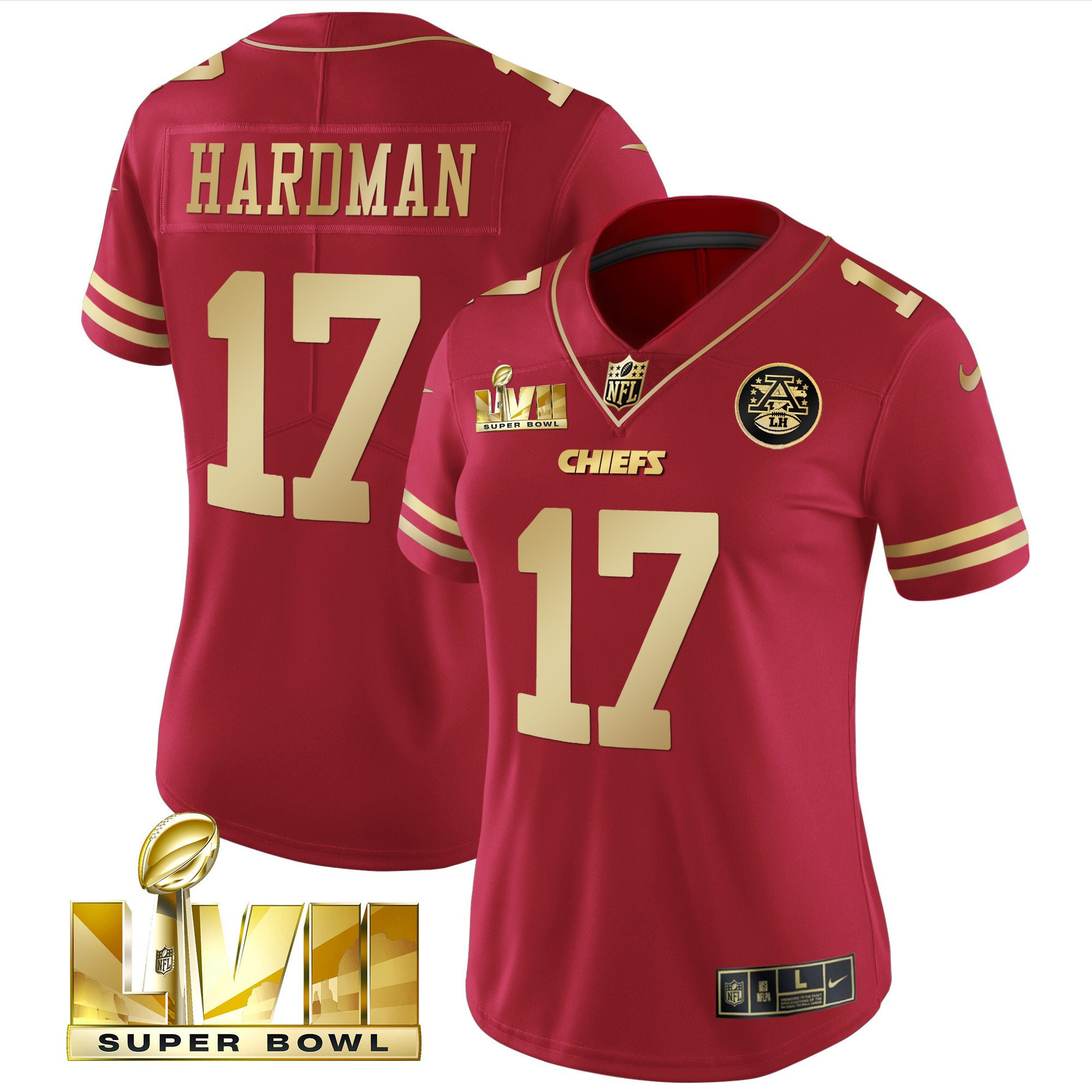 Mecole Hardman Women's Kansas City Chiefs Super Bowl LVII Red Gold Vapor Red Gold Jersey - All Stitched 
