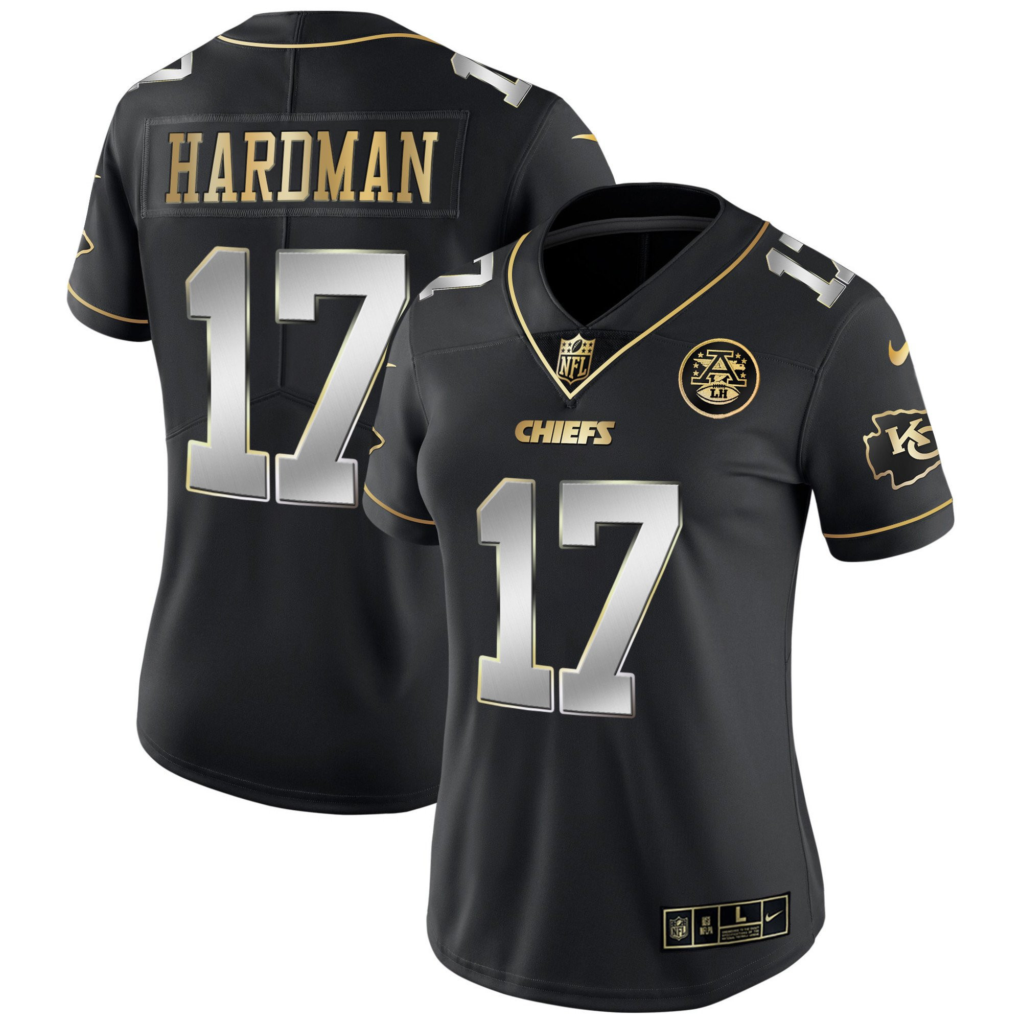 Mecole Hardman Women's Kansas City Chiefs White Gold & Black Gold Black Limited Jersey - All Stitched 