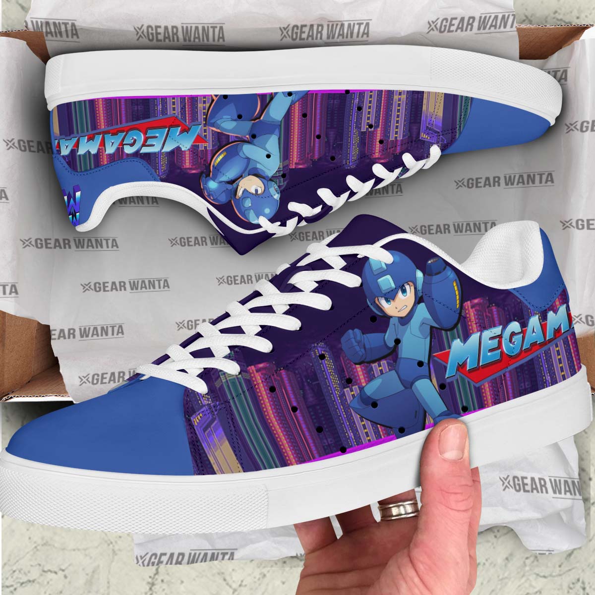 Mega Man Skate Shoes Custom Mega Man Game Shoes