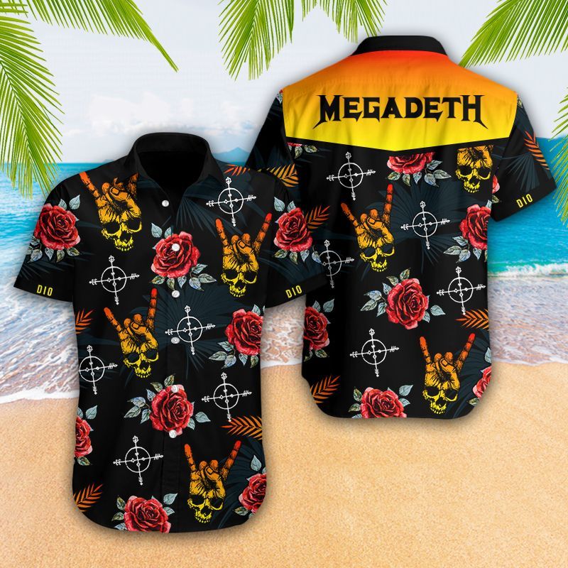 Megadeth Skull Flowers Hawaiian Shirt Tagotee