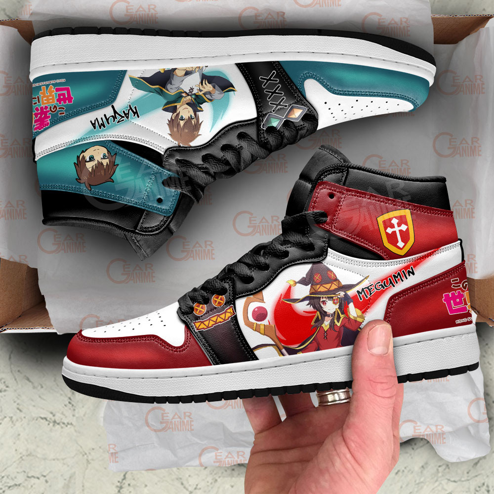 Megumin and Kazuma Satou JD1s Sneakers KonoSuba Anime Shoes, Air Jordan Hightop