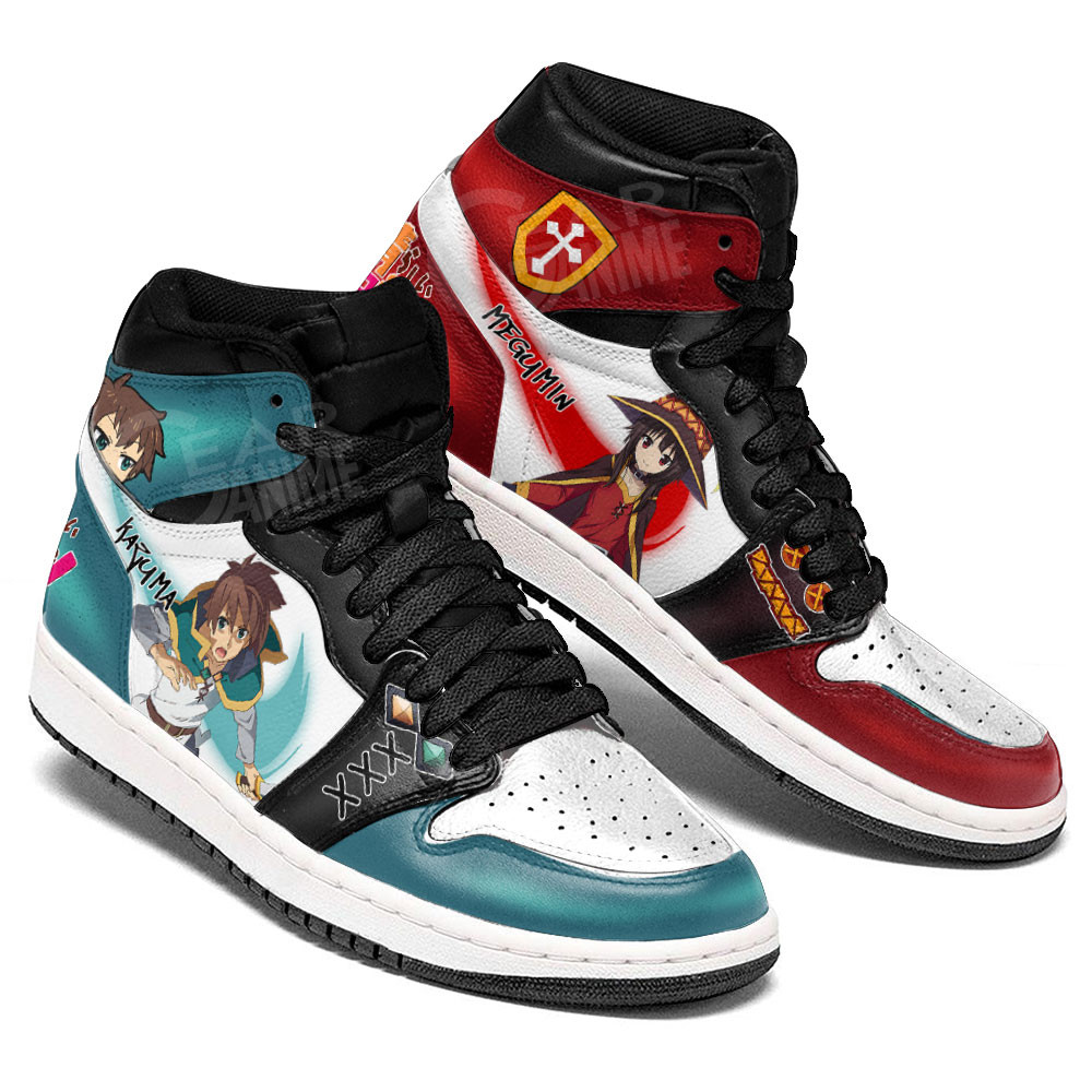Megumin and Kazuma Satou JD1s Sneakers KonoSuba Anime Shoes, Air Jordan Hightop