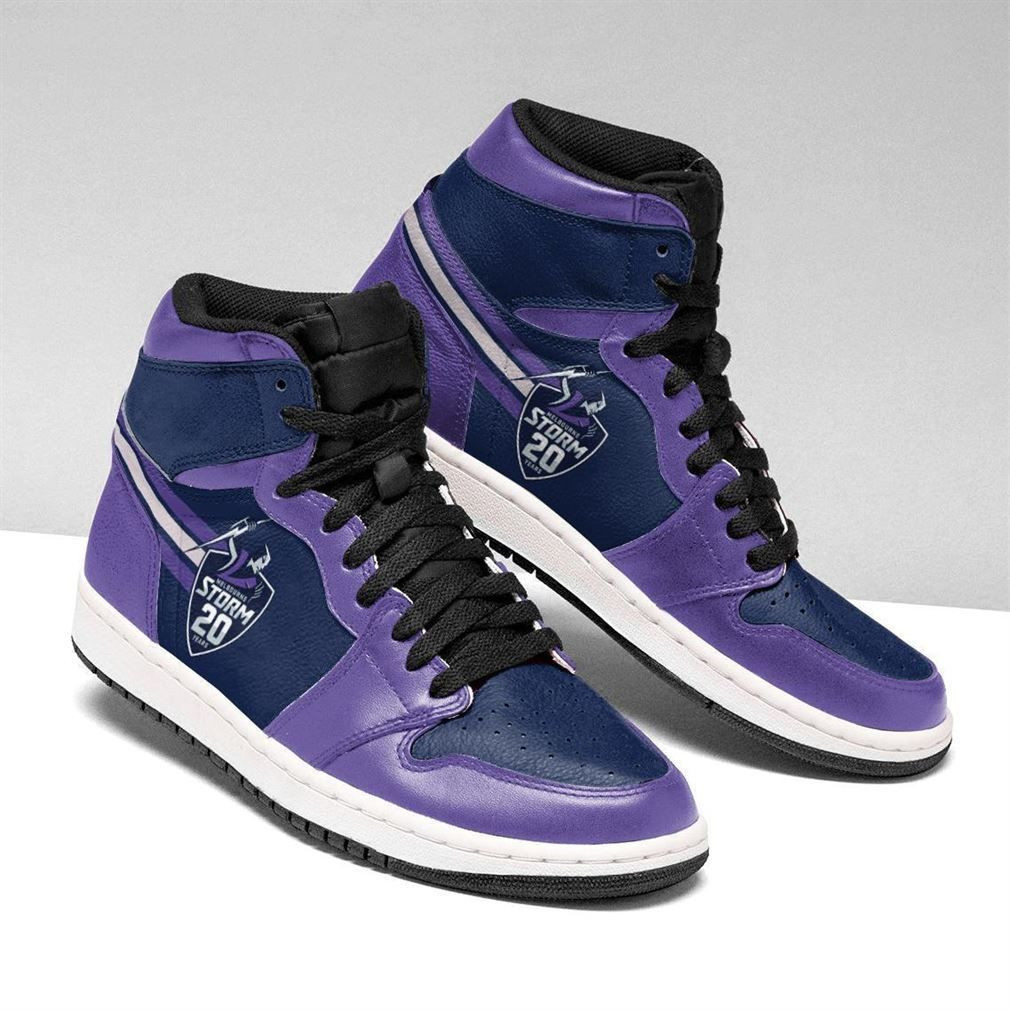 Melbourne Storm NRL Fashion Sneakers Basketball Shoes Leather High Top Air Jordan Sneaker, Air Jordan Hightop