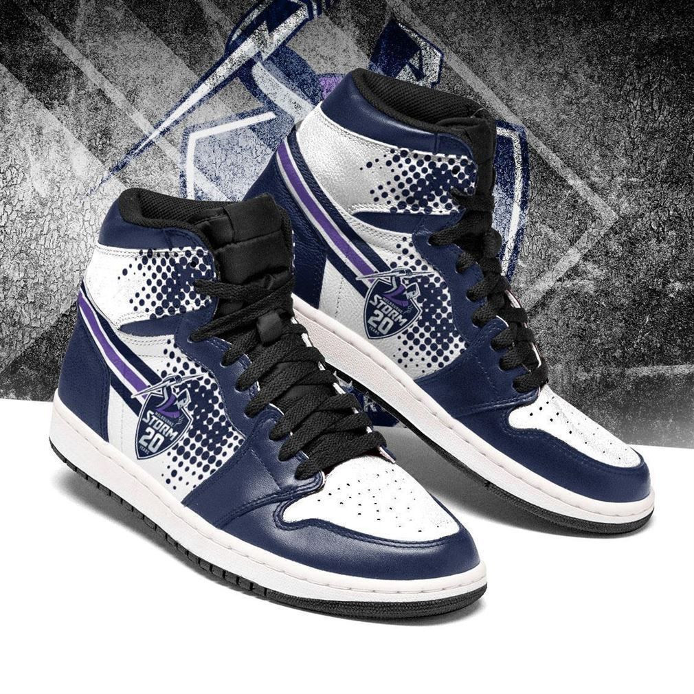 Melbourne Storm NRL Fashion Sneakers Basketball Shoes Leather High Top Air Jordan Sneaker, Air Jordan Hightop