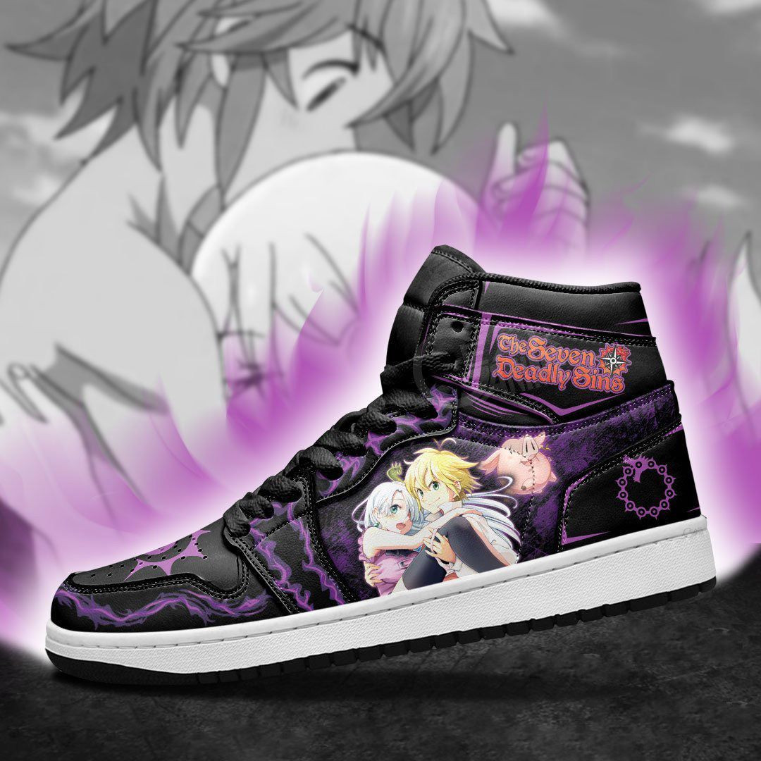 Meliodas and Elizabeth Seven Deadly Sins Anime 1 High Top Air Jordan Sneaker, Air Jordan Hightop