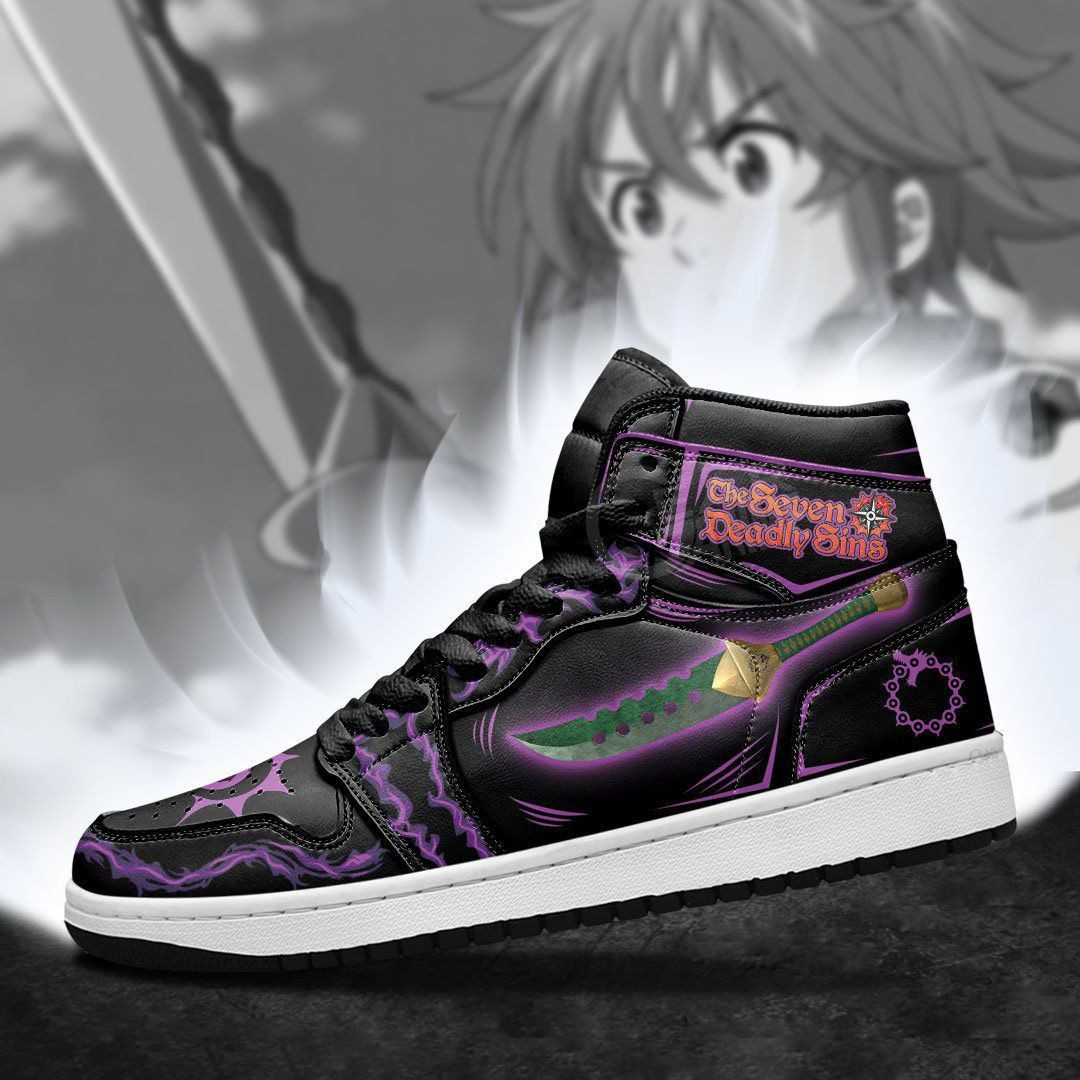 Meliodas Demon Seven Deadly Sins Anime 2 High Top Air Jordan Sneaker, Air Jordan Hightop
