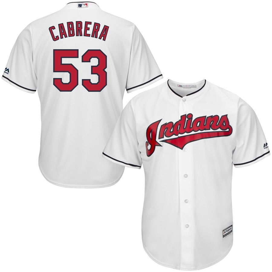 Melky Cabrera Cleveland Indians Majestic Home Official Cool Base Player Stitched Jersey – White