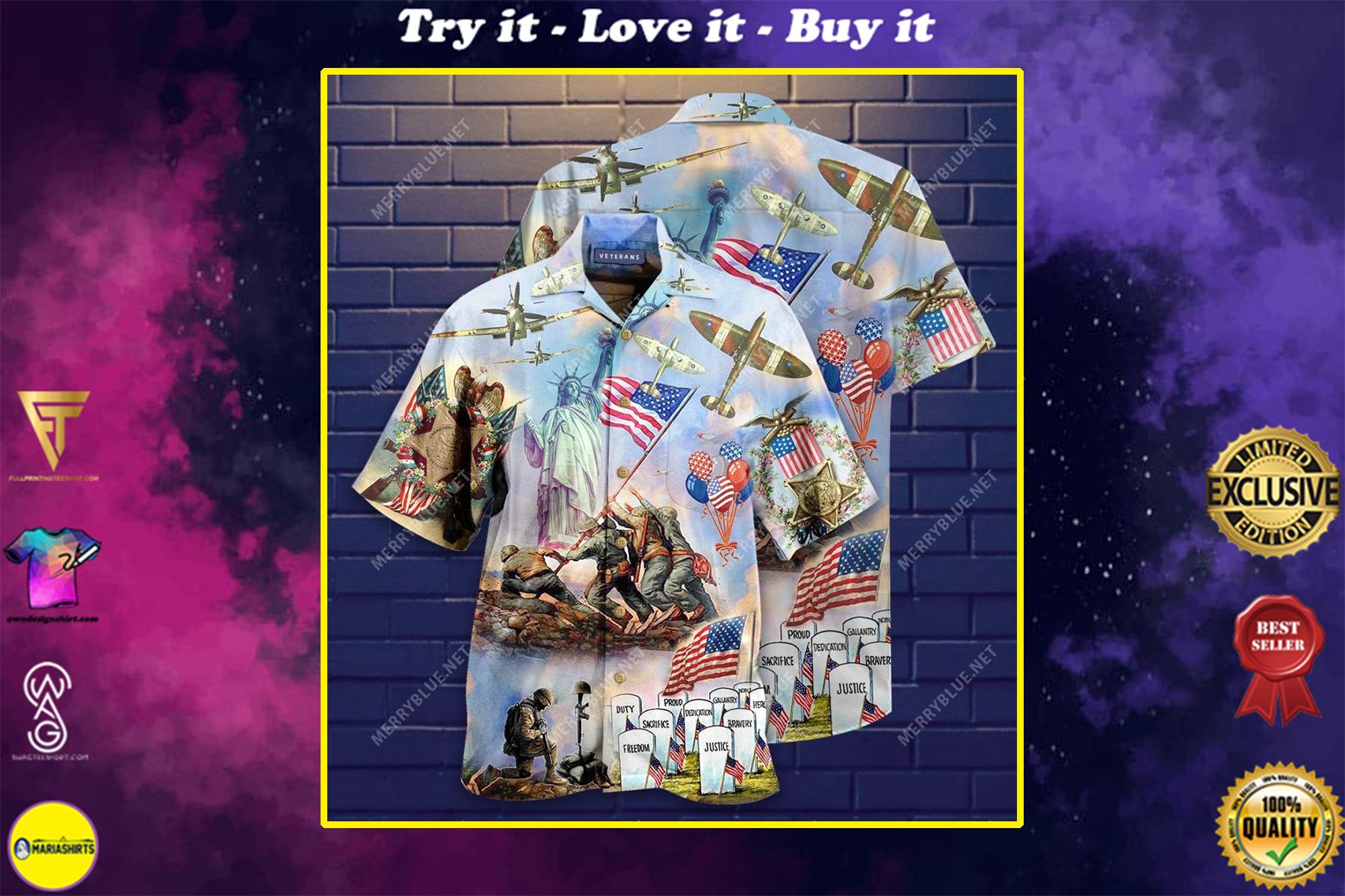 Memorial Veteran American All Over Printed Hawaiian Shirt