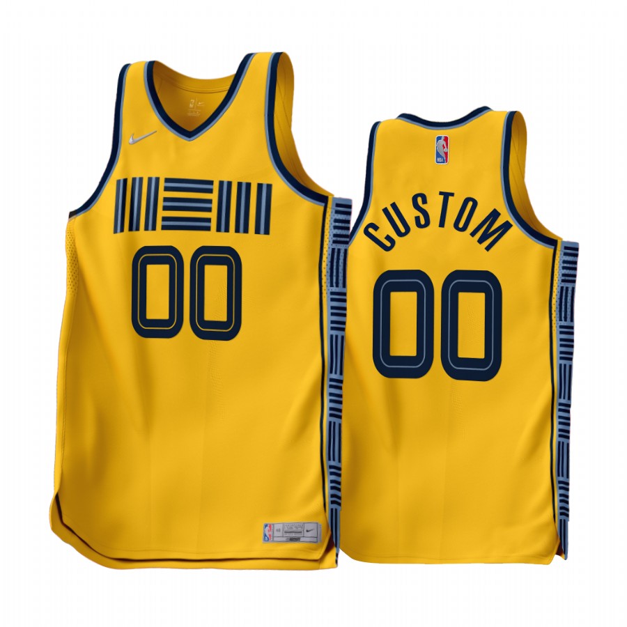 Memphis Grizzlies custom 2022-23 Earned Edition Gold #00 Jersey