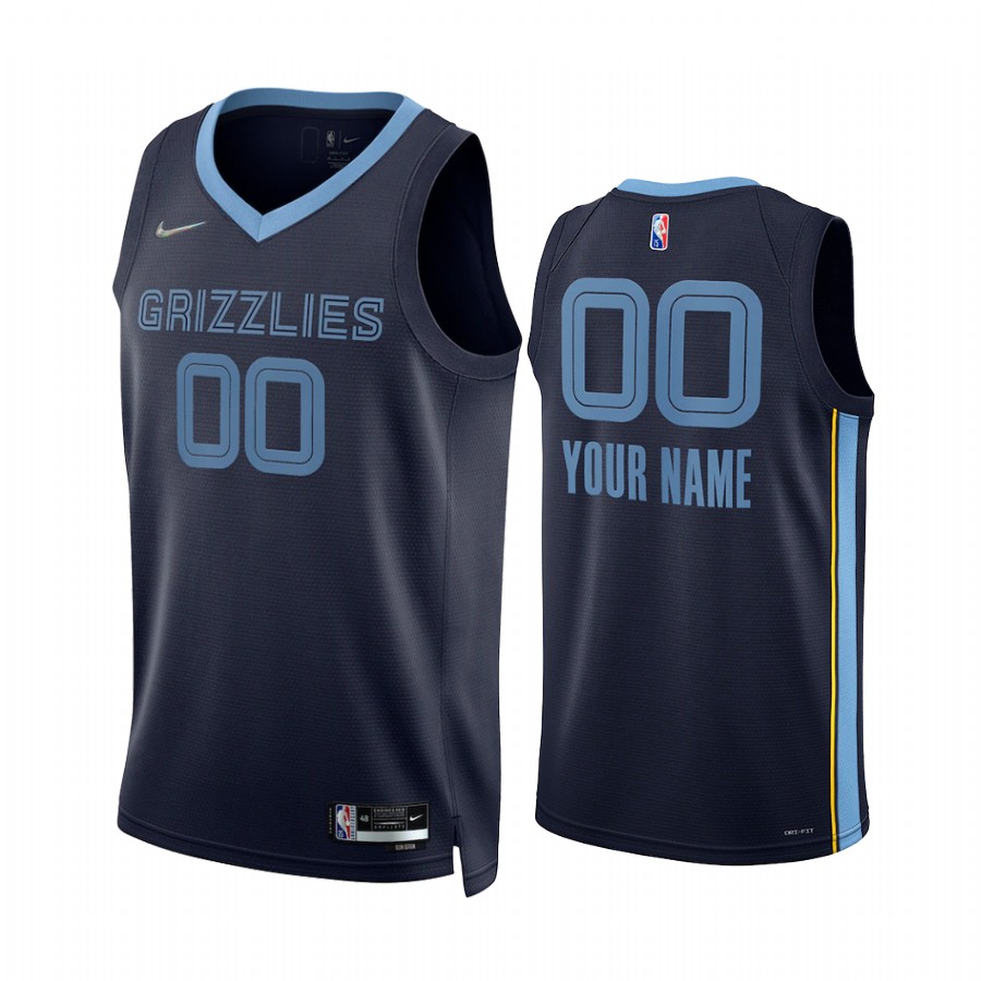 Memphis Grizzlies Custom Icon Edition Navy 2022 Jersey Diamond