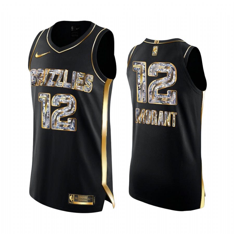 Memphis Grizzlies Ja Morant Black Diamond Edition Jersey 2022 NBA Playoffs #12