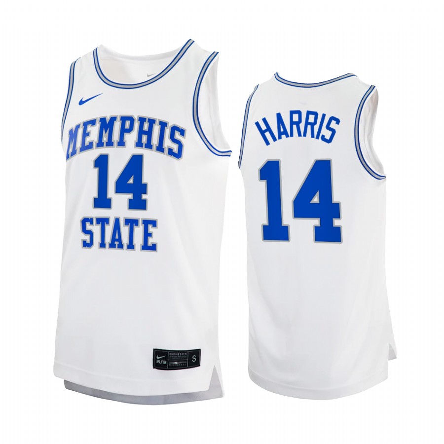 Memphis Tigers Tyler Harris Jersey 2022 Retro White College Uniform