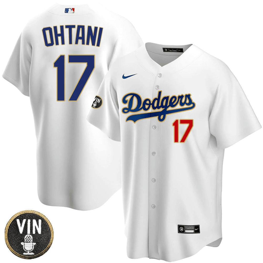 Mens Shohei Ohtani Los Angeles Dodgers Vin Scully Patch Cool Base White  Jersey - All Stitched