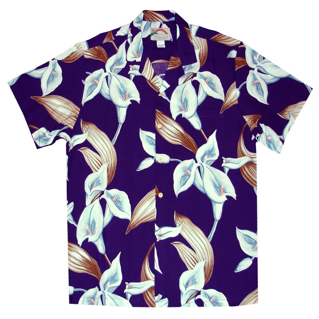 Men’S Paradise Found Aloha Hawaiian Camp Shirt Calla Lily Purple