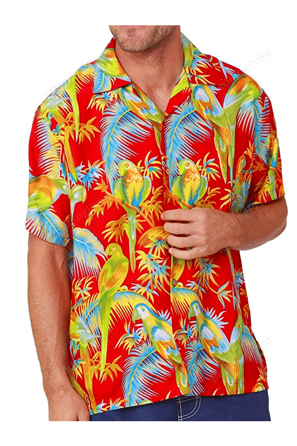 Men’S Parrot Red Hawaiian Shirt