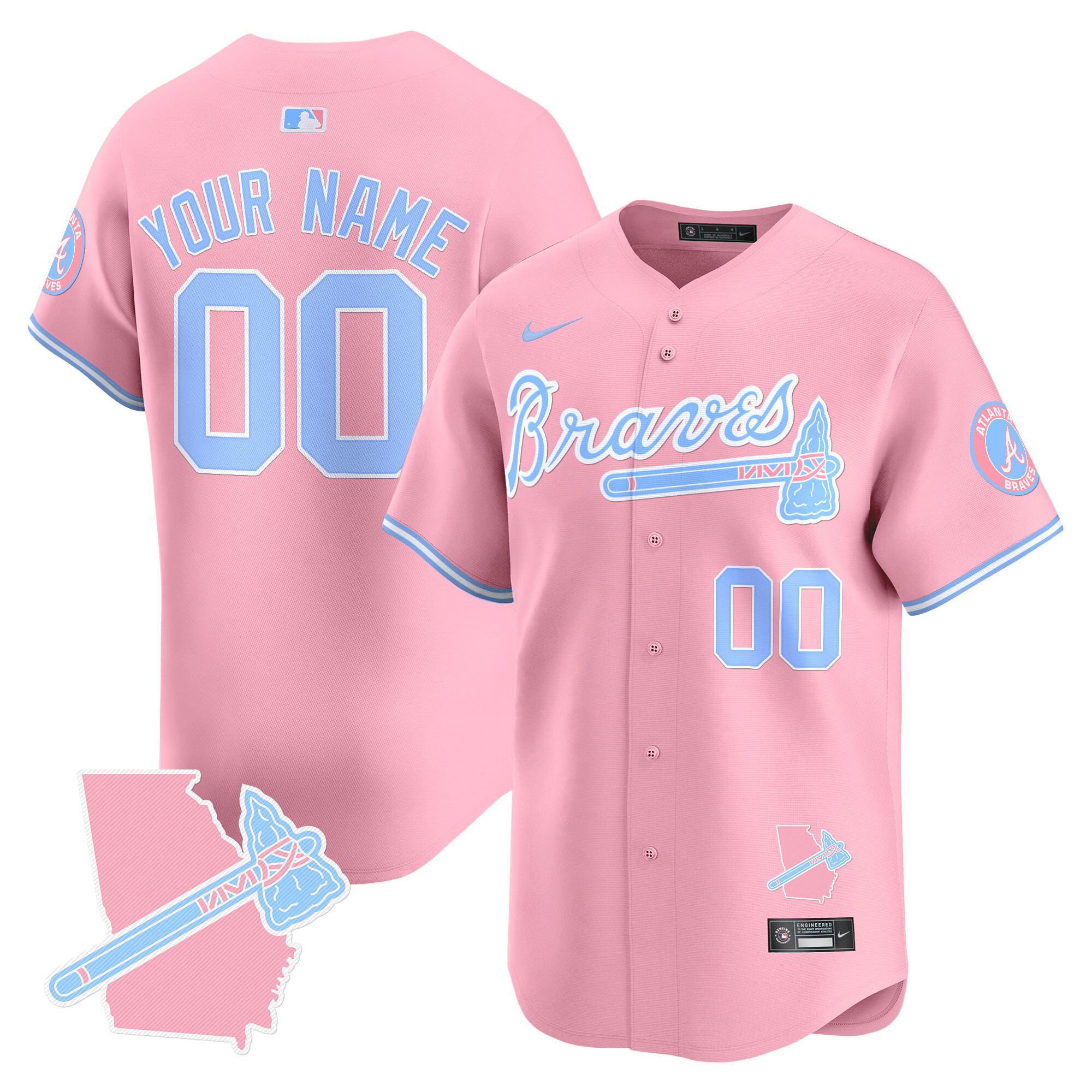 Men Atlanta Braves Bubblegum Pink Vapor Premier Limited Custom Pink Jersey - All Stitched