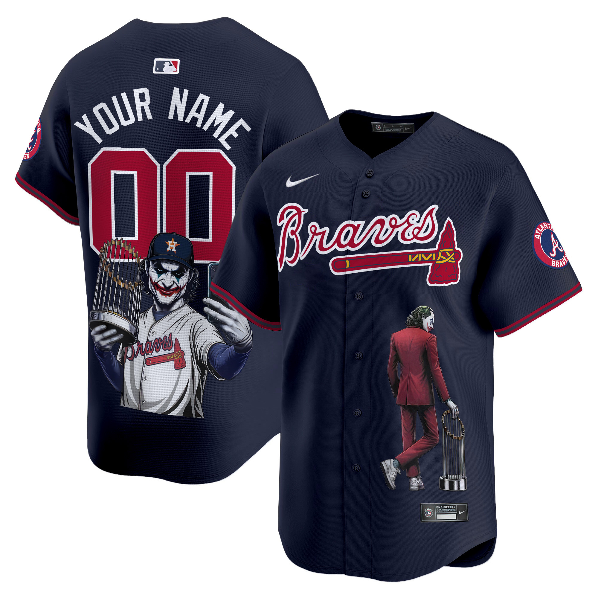 Men Atlanta Braves Joker Vapor Premier Limited Custom Navy Jersey - Printed