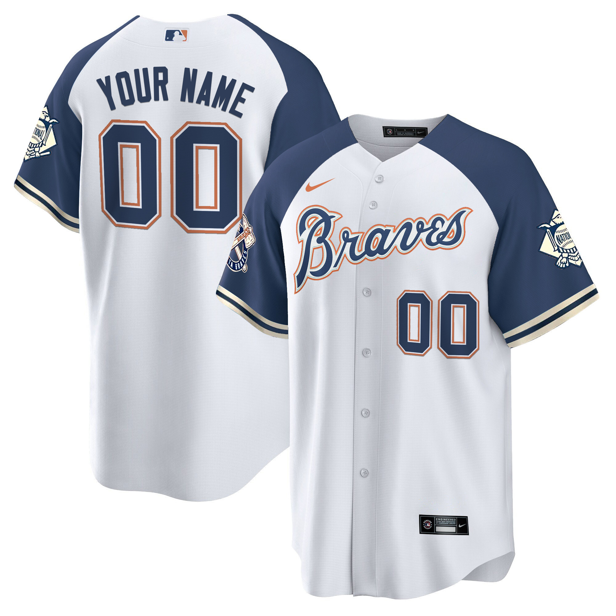 Men Atlanta Braves Peaches ní Cream Custom Alternate Navy Jersey - All Stitched